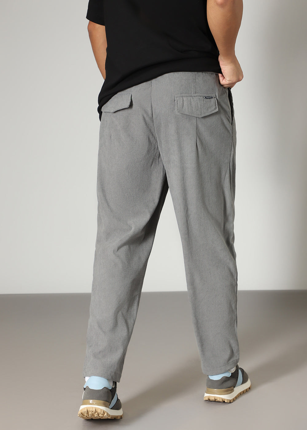 Light Grey Drawstring Corduroy Pant