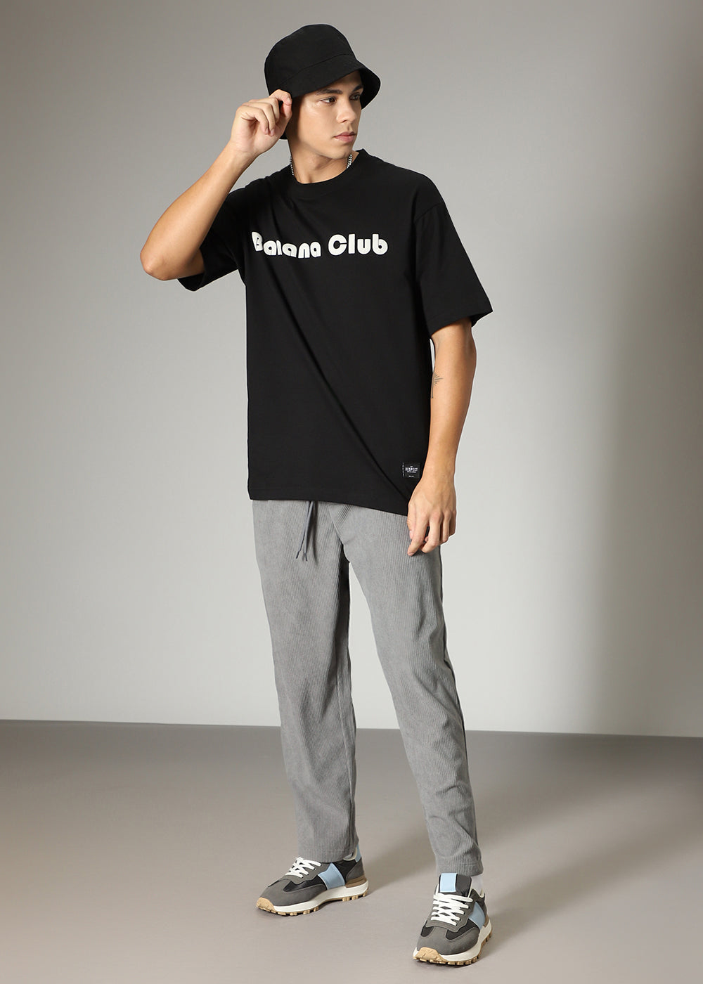 Light Grey Drawstring Corduroy Pant