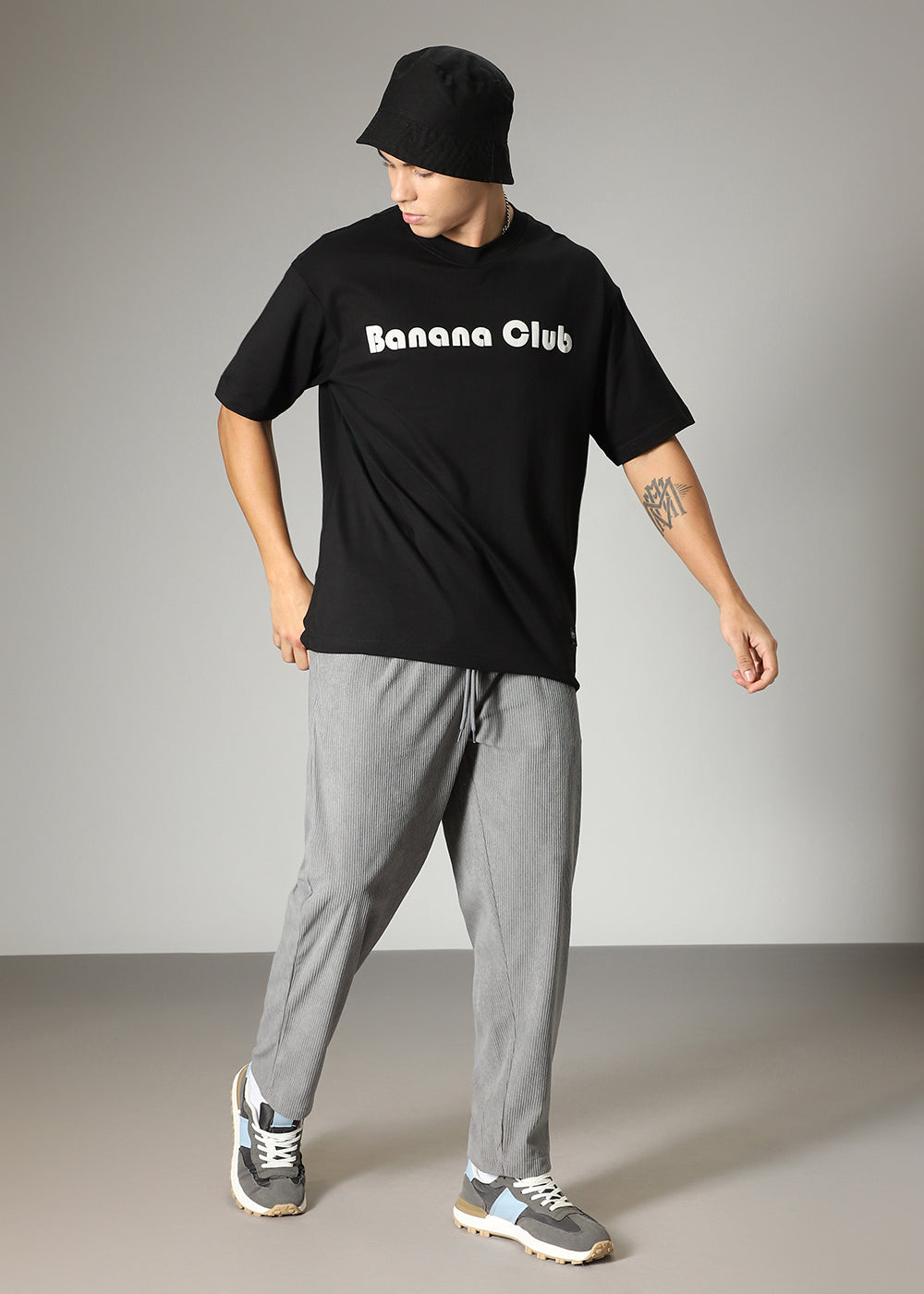Light Grey Drawstring Corduroy Pant