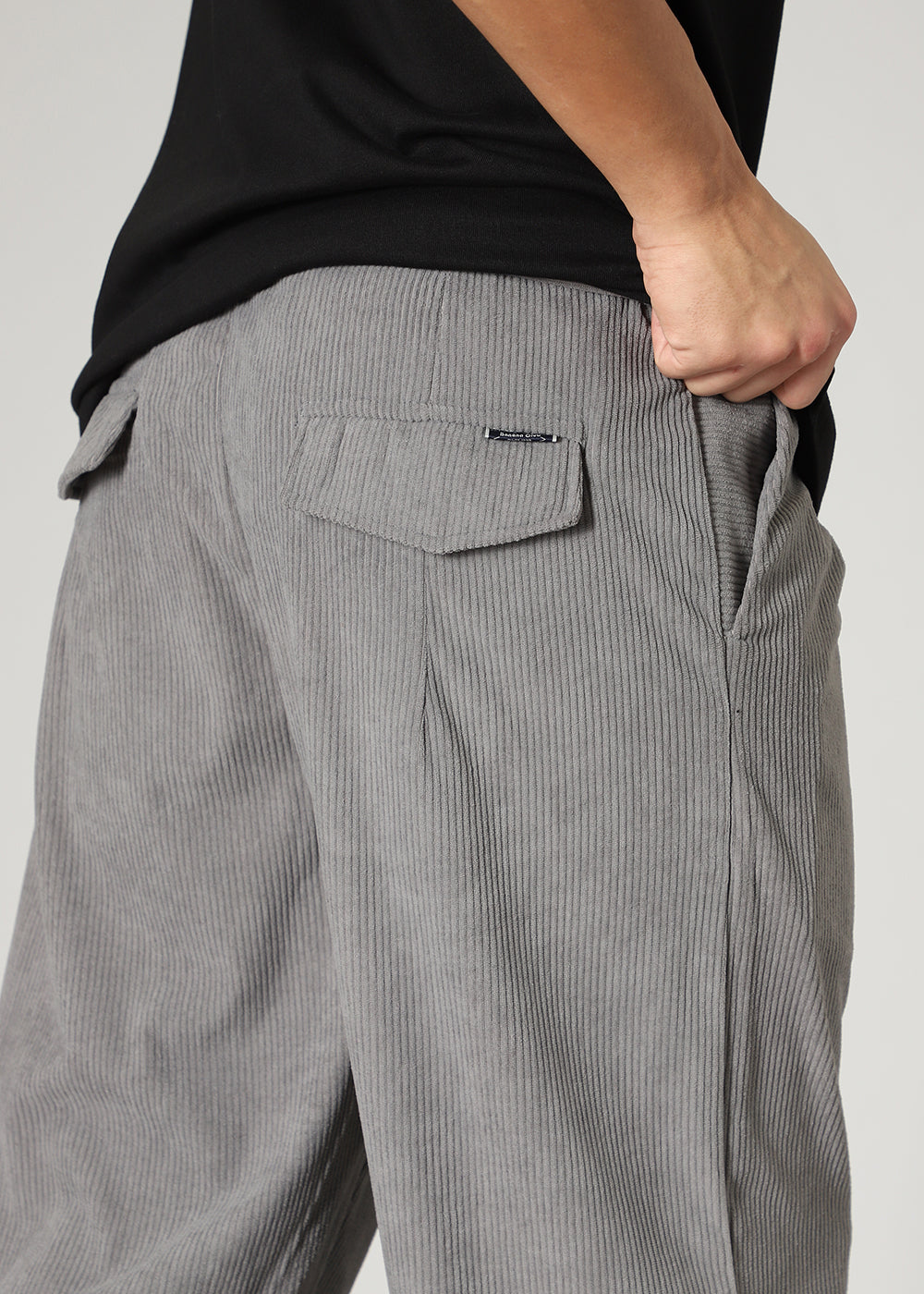 Light Grey Drawstring Corduroy Pant