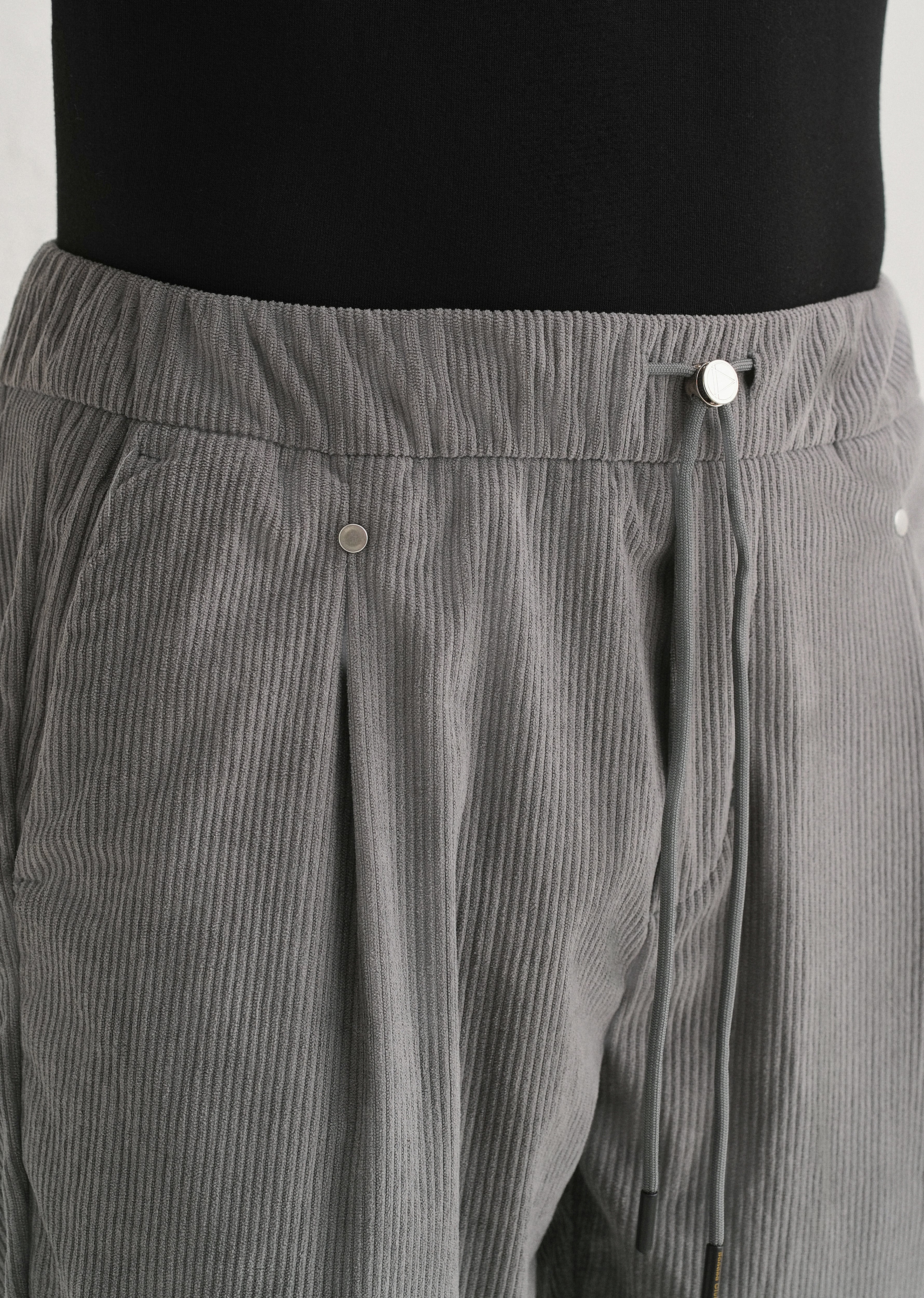 Light Grey Drawstring Corduroy Pant