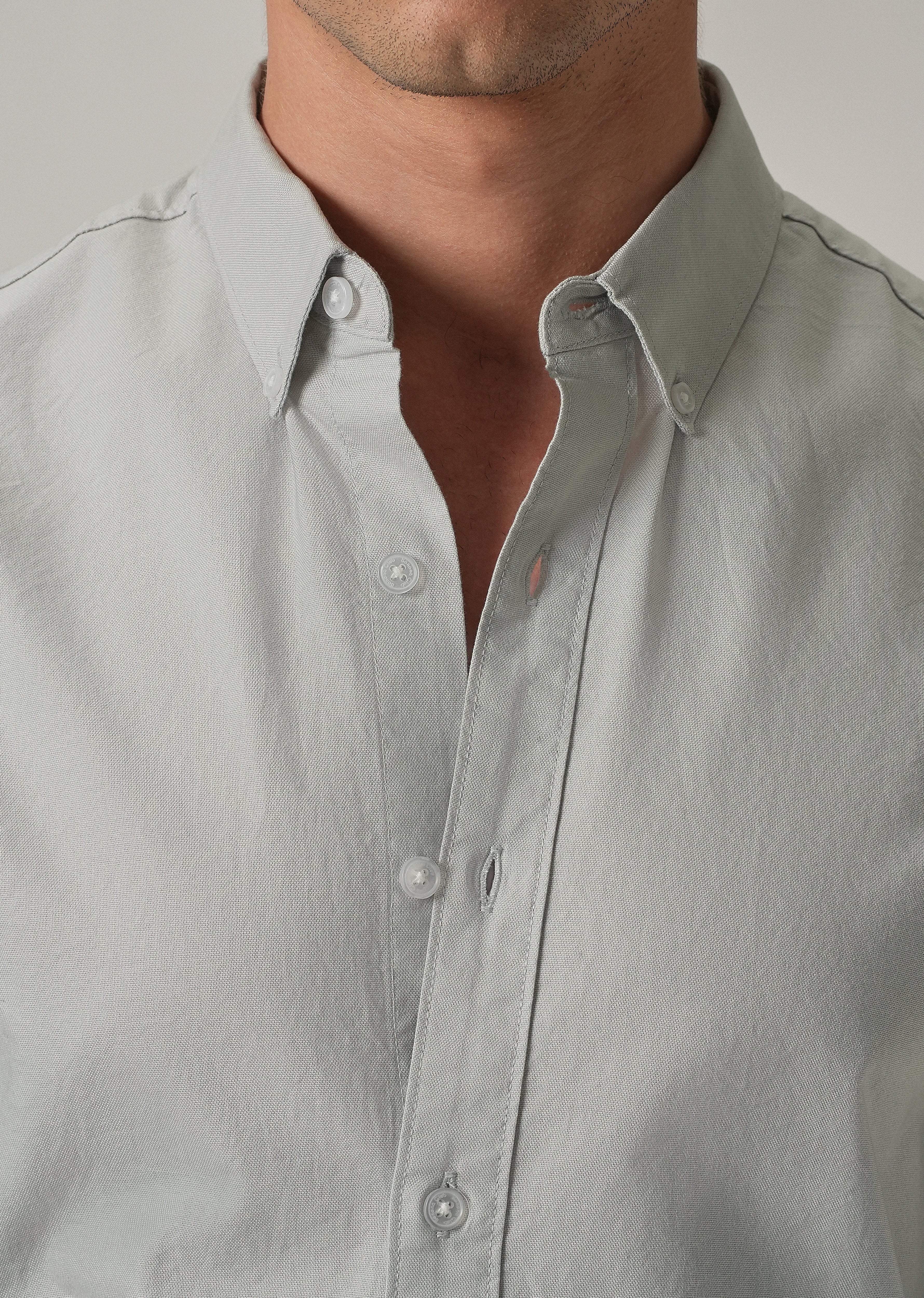 Light Grey Plain Elbow Patch Oxford Shirt