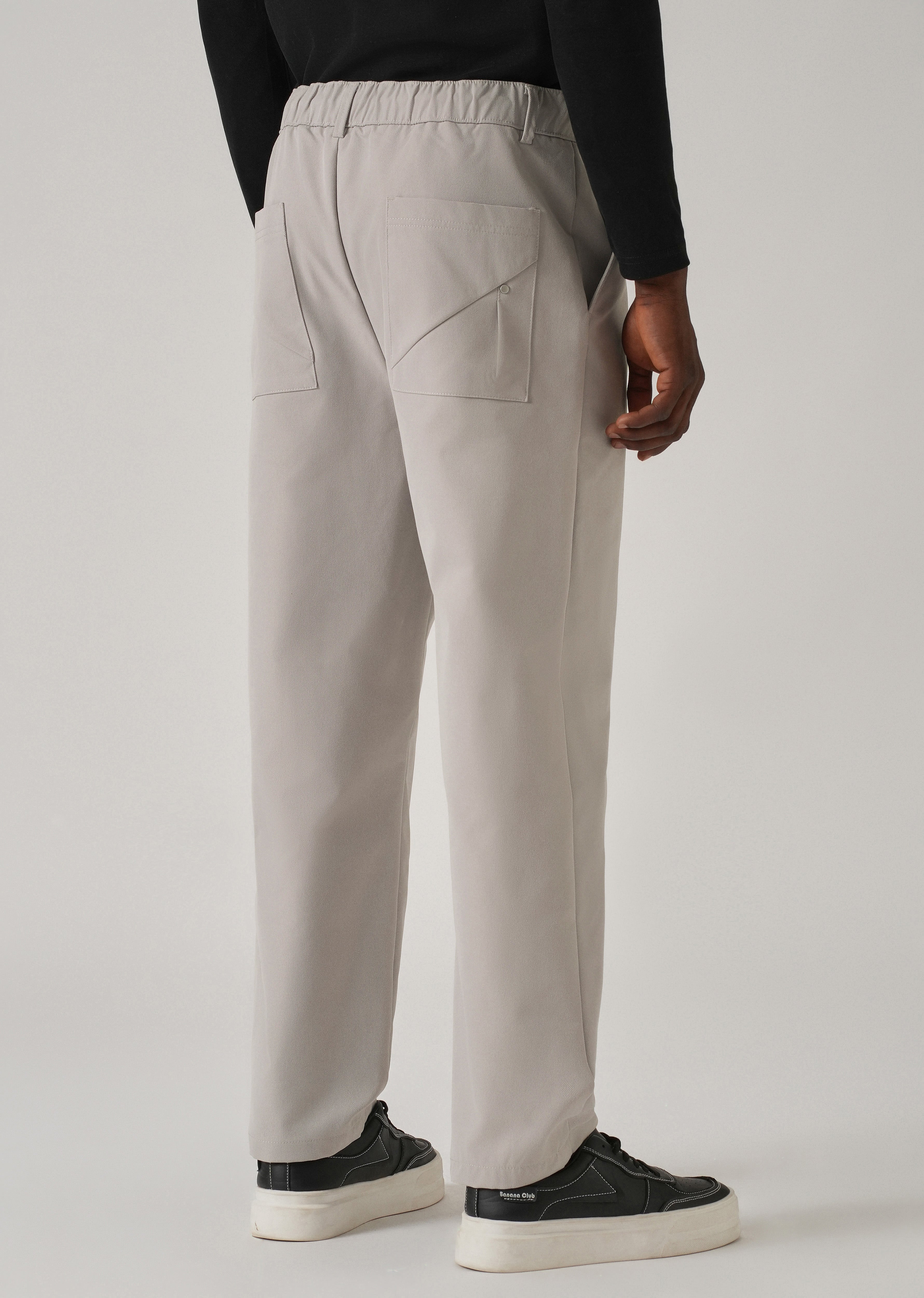 Light Grey Pleated Drawstring Pant
