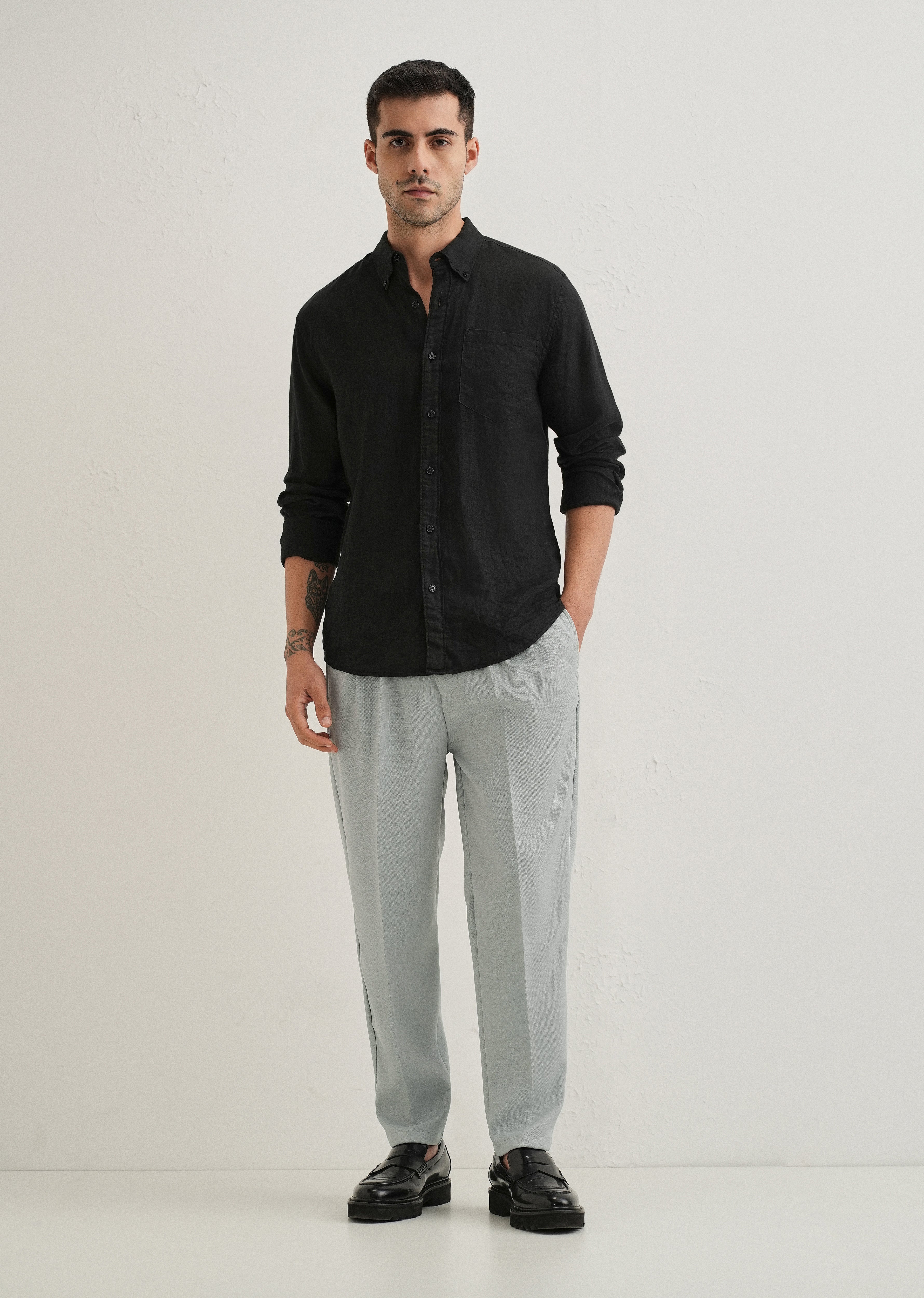 Light Grey Pleated Korean Pant
