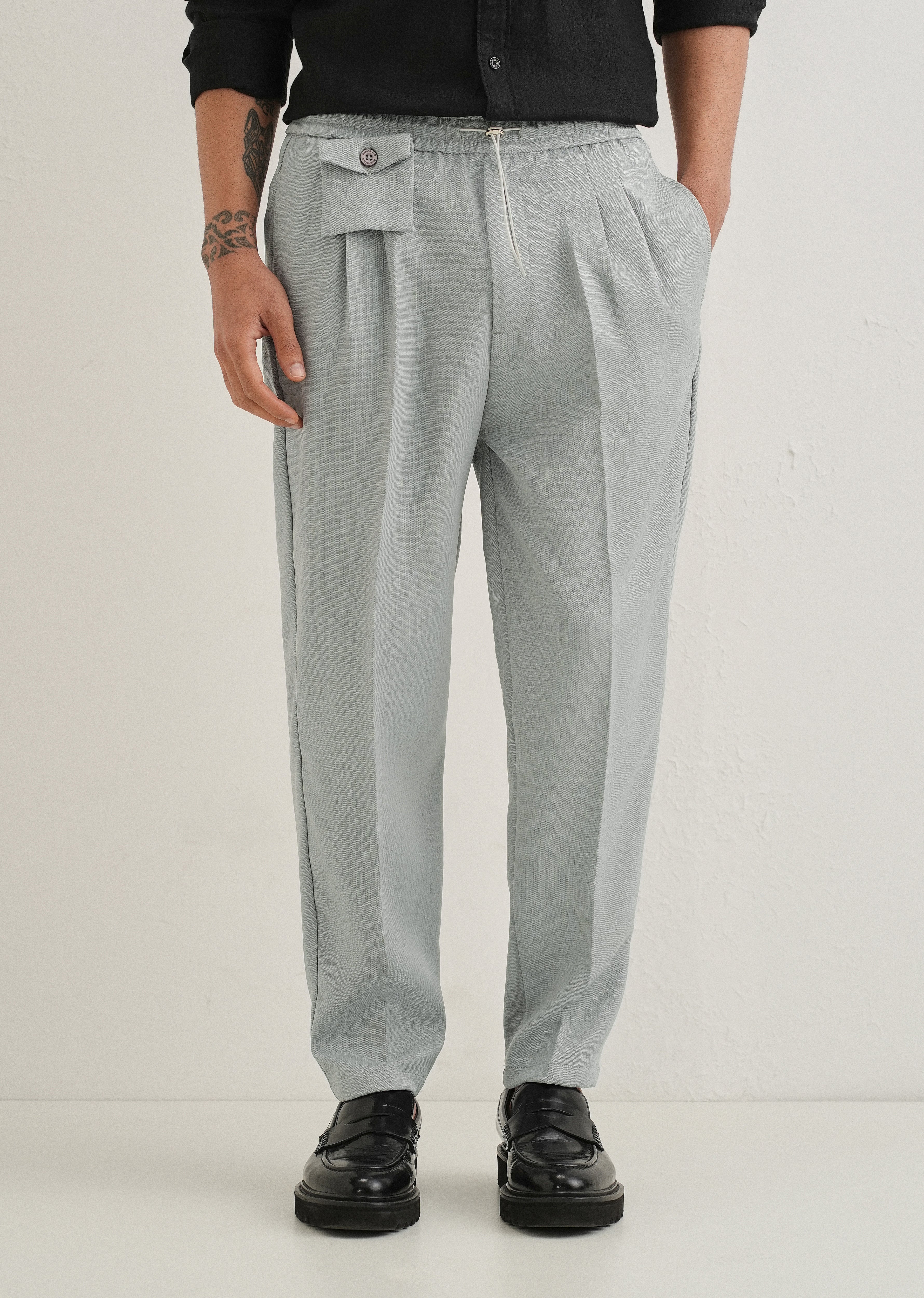 Light Grey Pleated Korean Pant