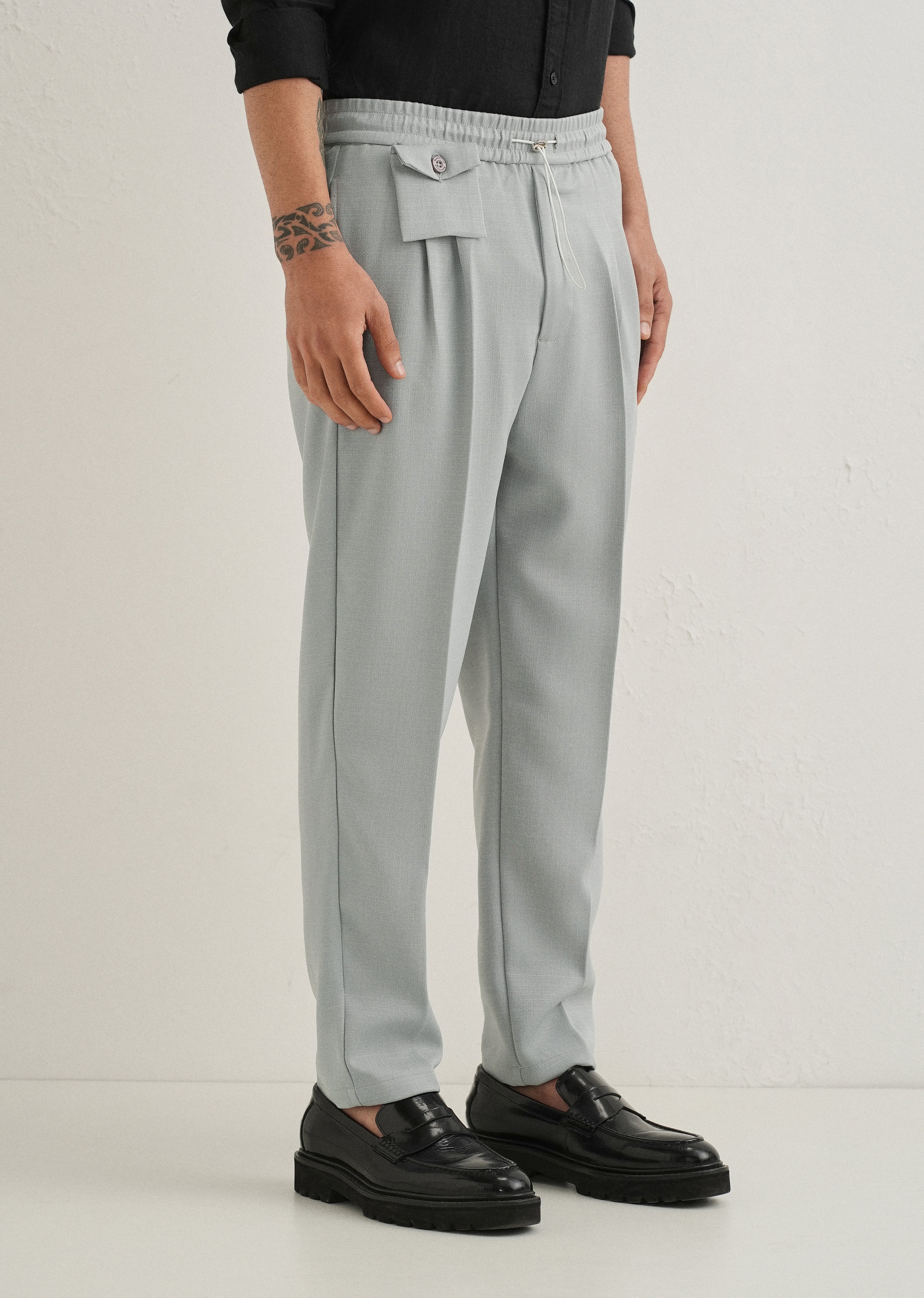 Light Grey Pleated Korean Pant