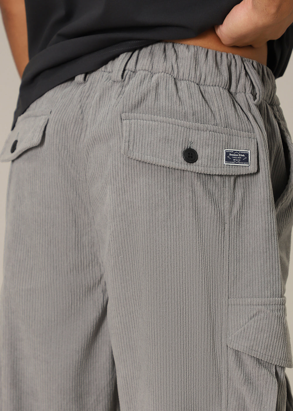 Light Grey Pocket Cargo Corduroy Pant
