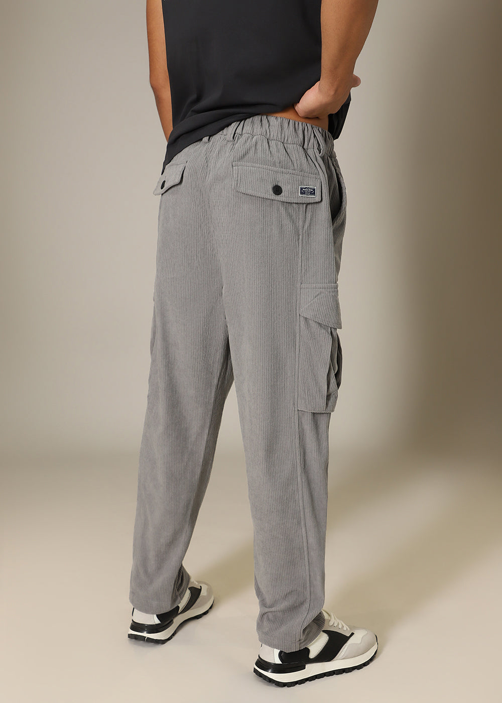 Light Grey Pocket Cargo Corduroy Pant