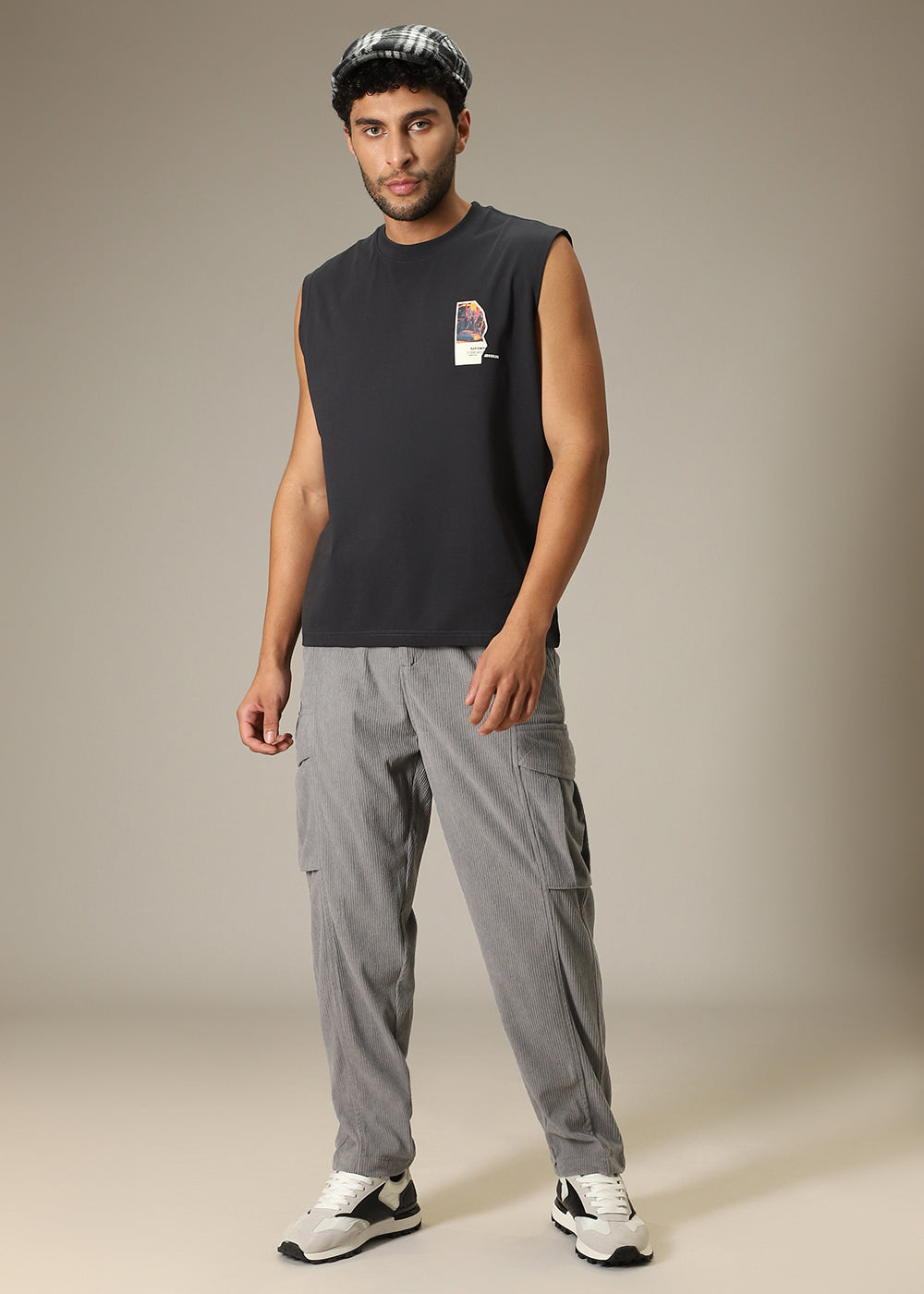 Light Grey Pocket Cargo Corduroy Pant