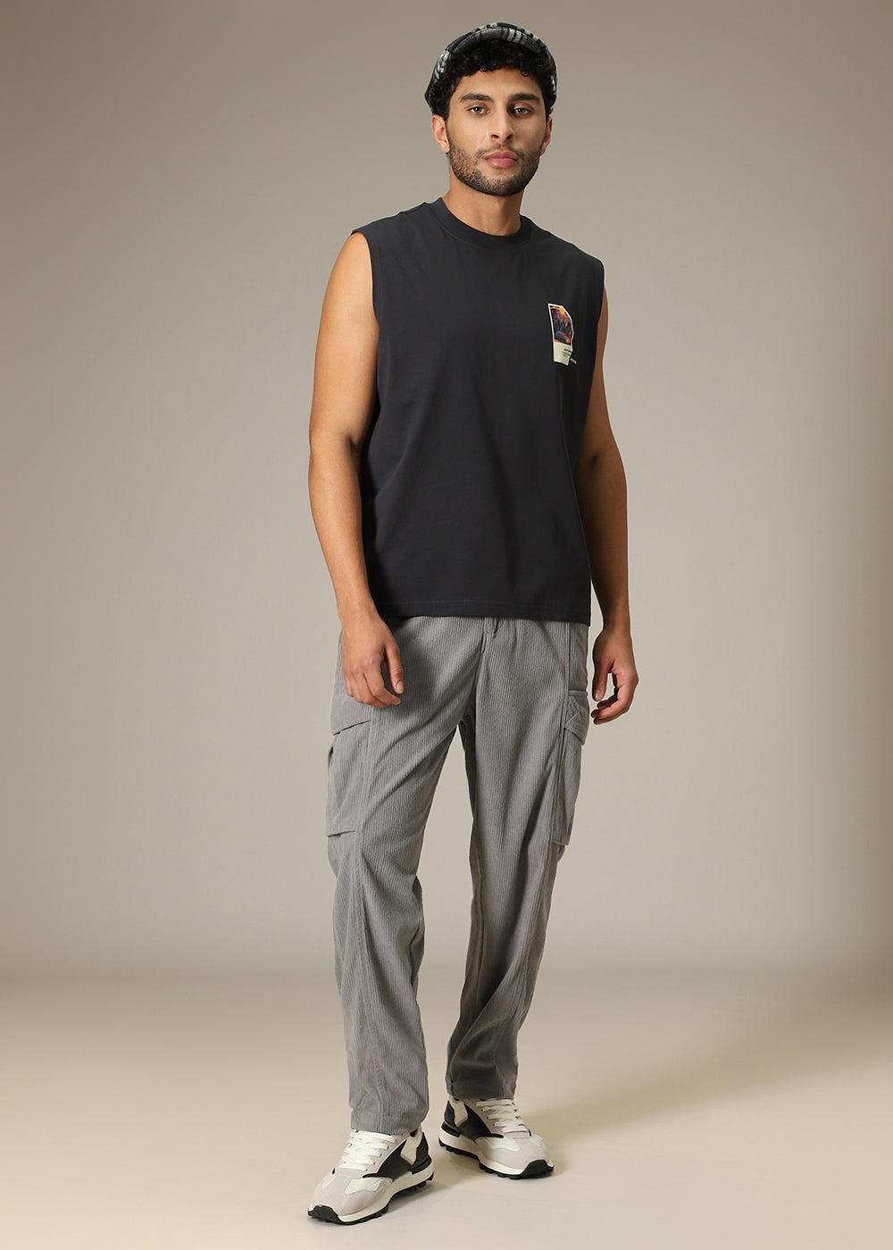 Light Grey Pocket Cargo Corduroy Pant