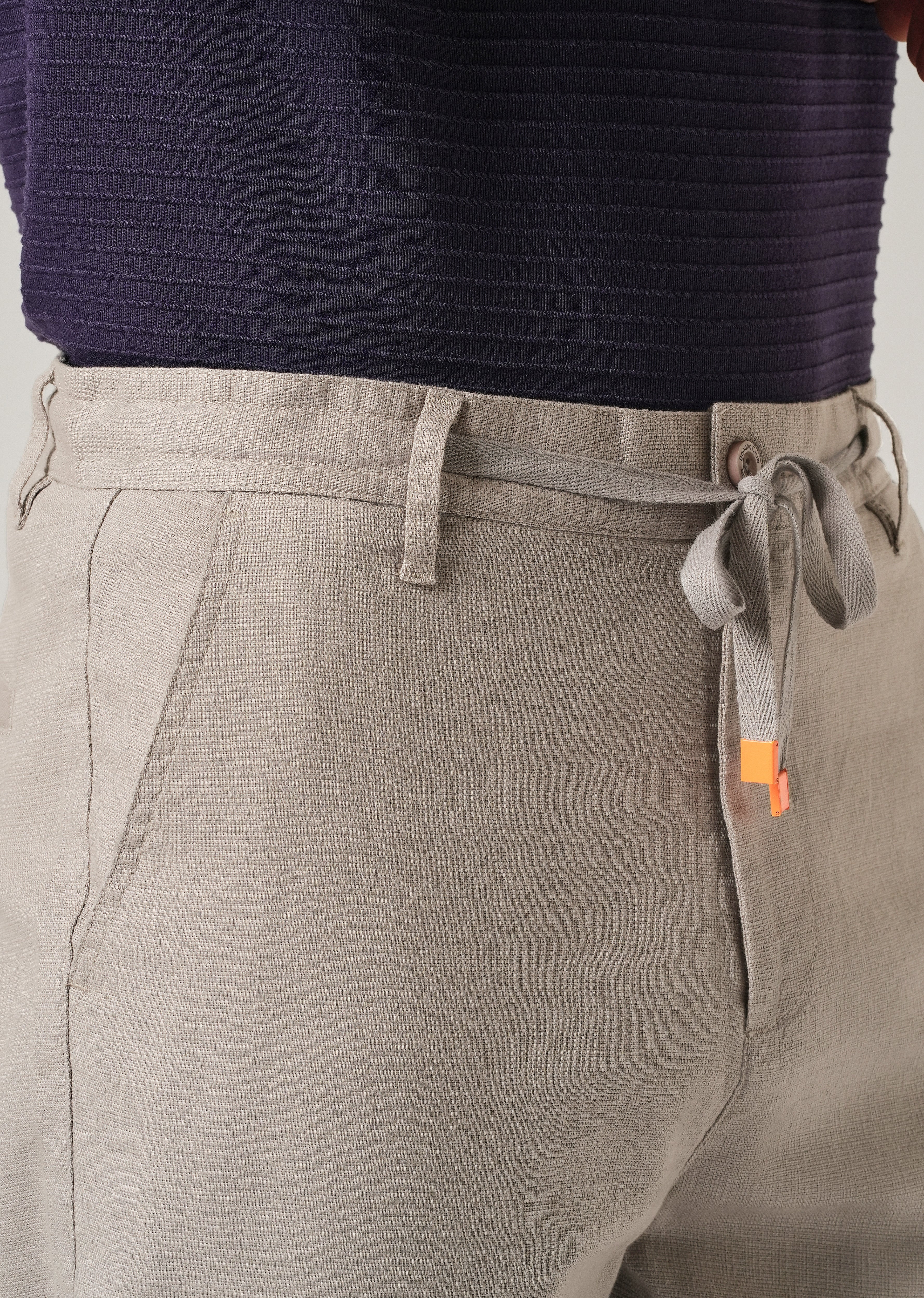 Light Grey Linen-Look Cotton Trousers