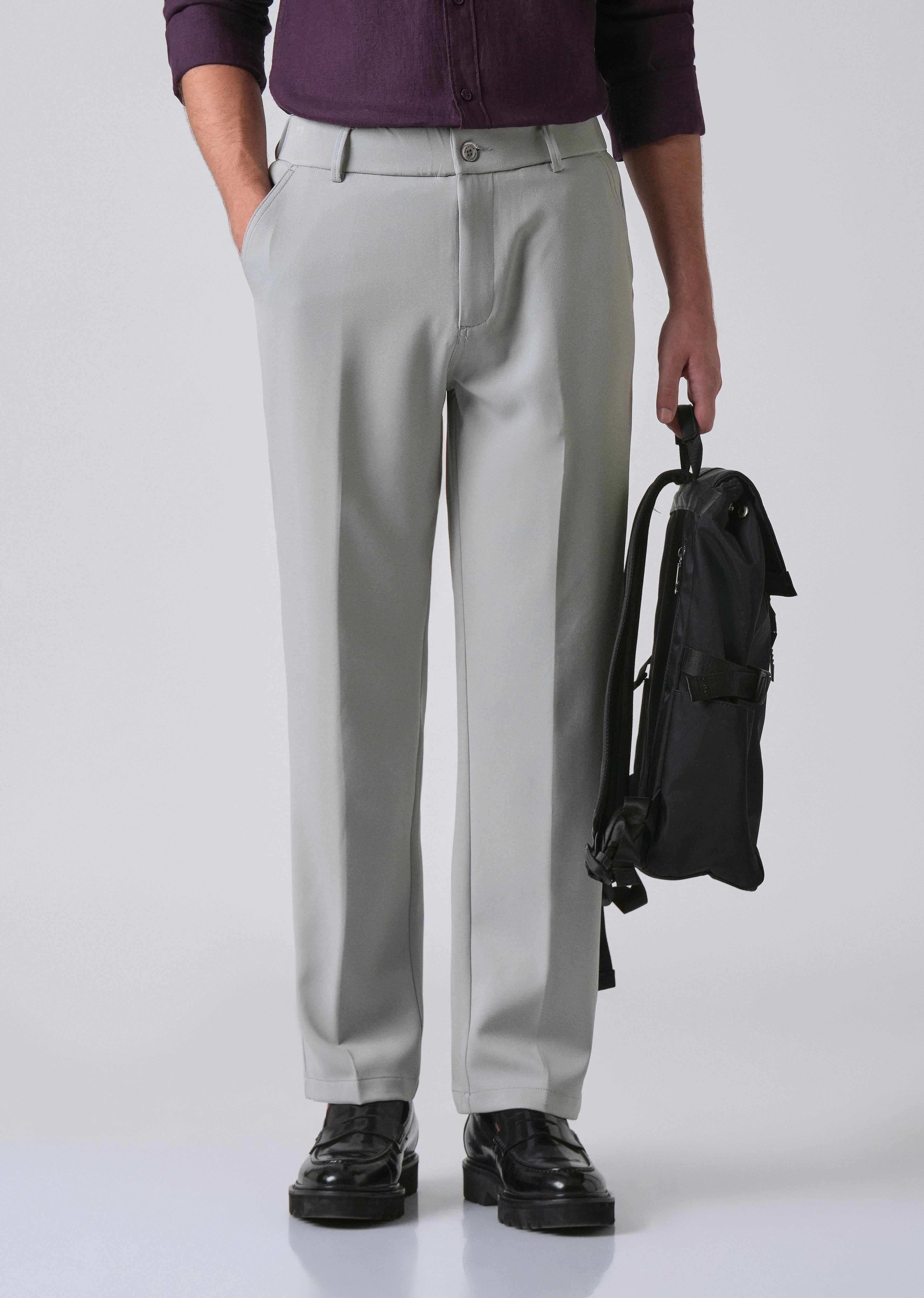 Light Grey Relaxed Fit Trousers