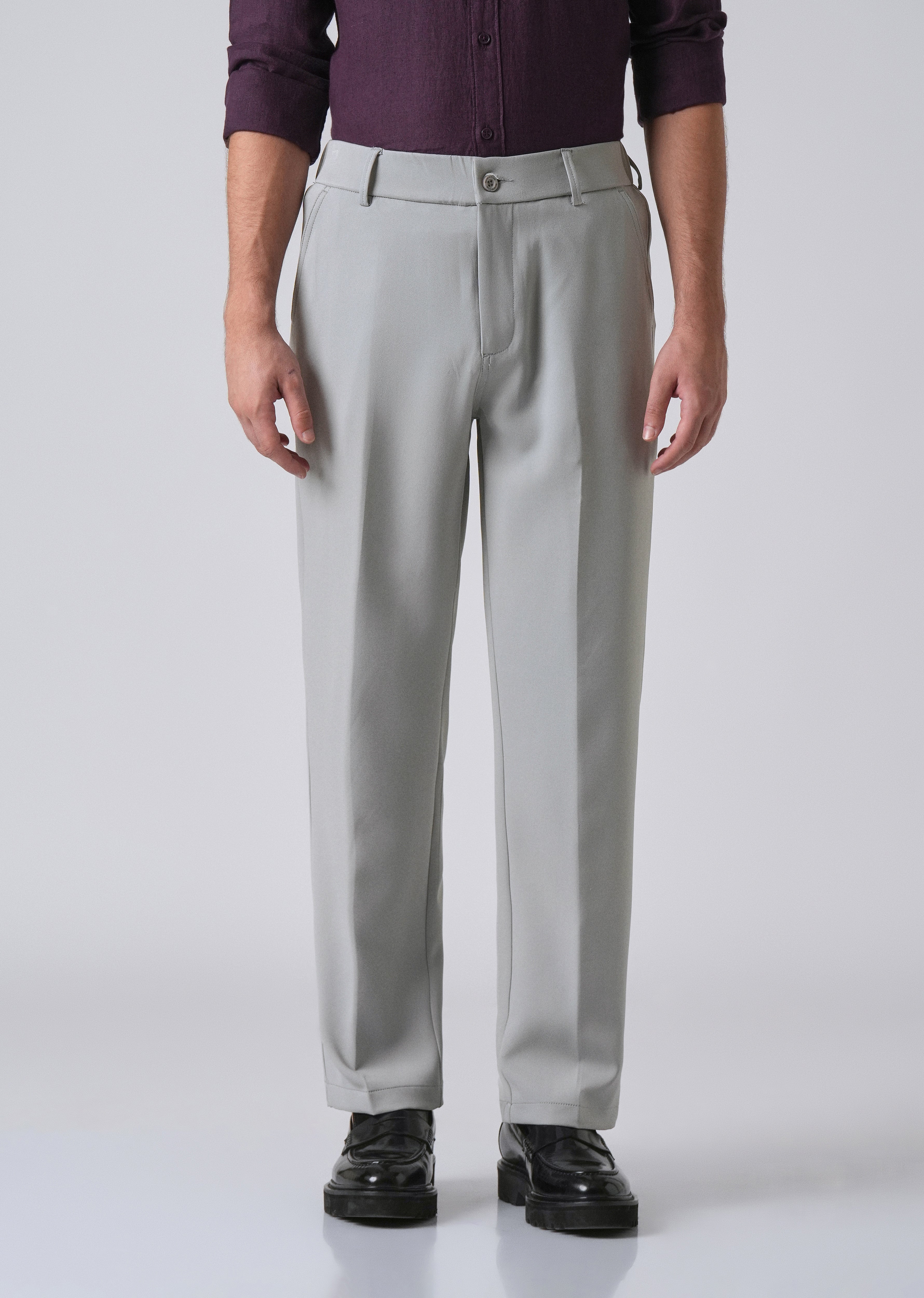 Light Grey Relaxed Fit Trousers