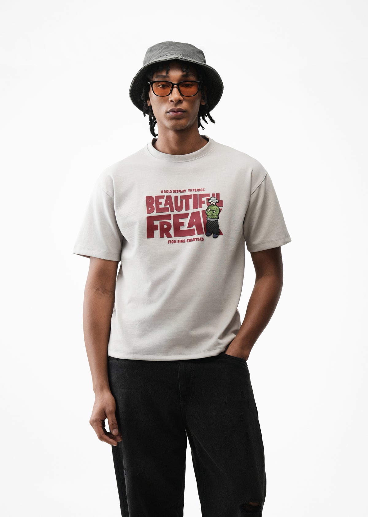 Light Grey Rubber Print T-shirt