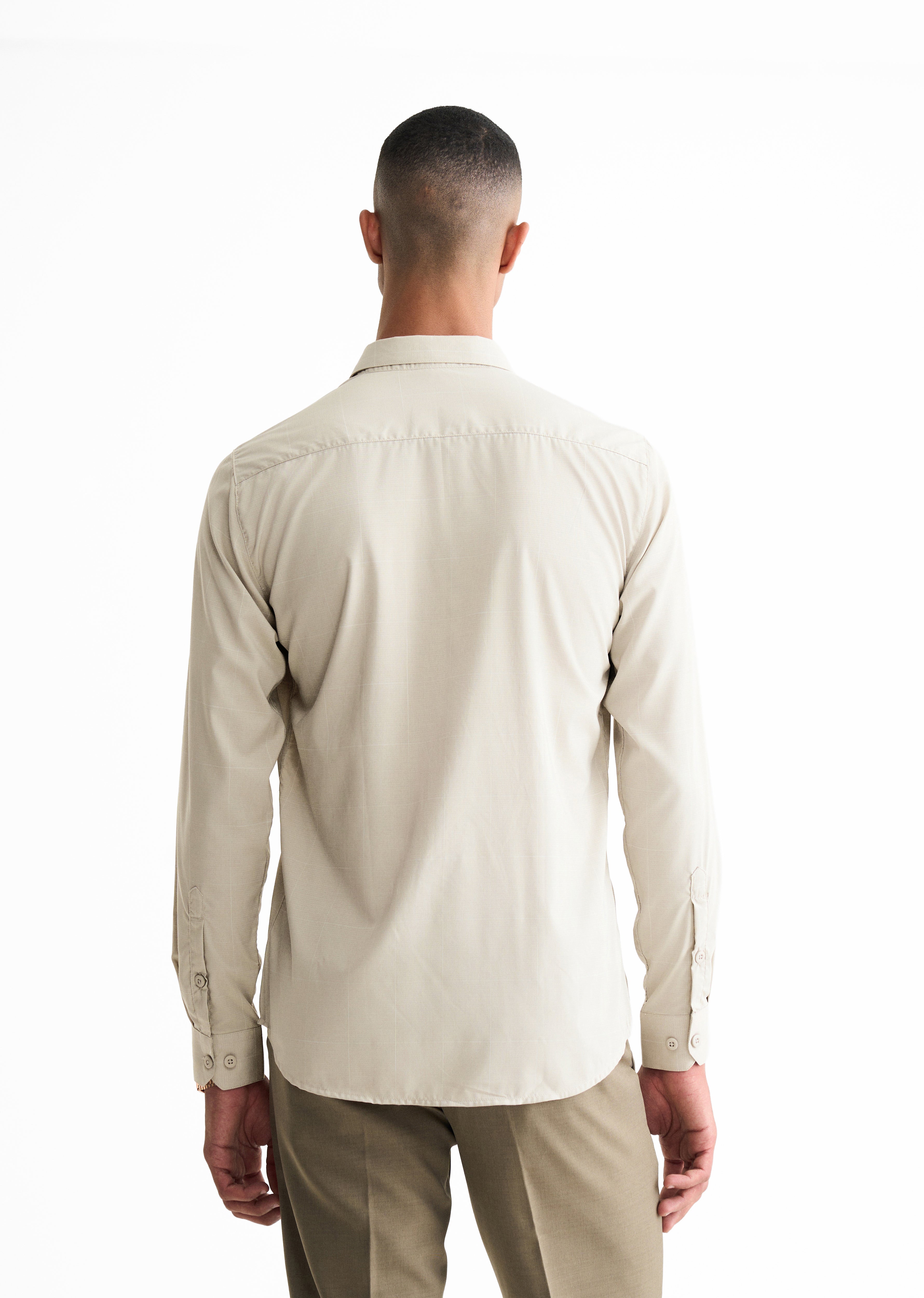 Light Grey Self Check Shirt