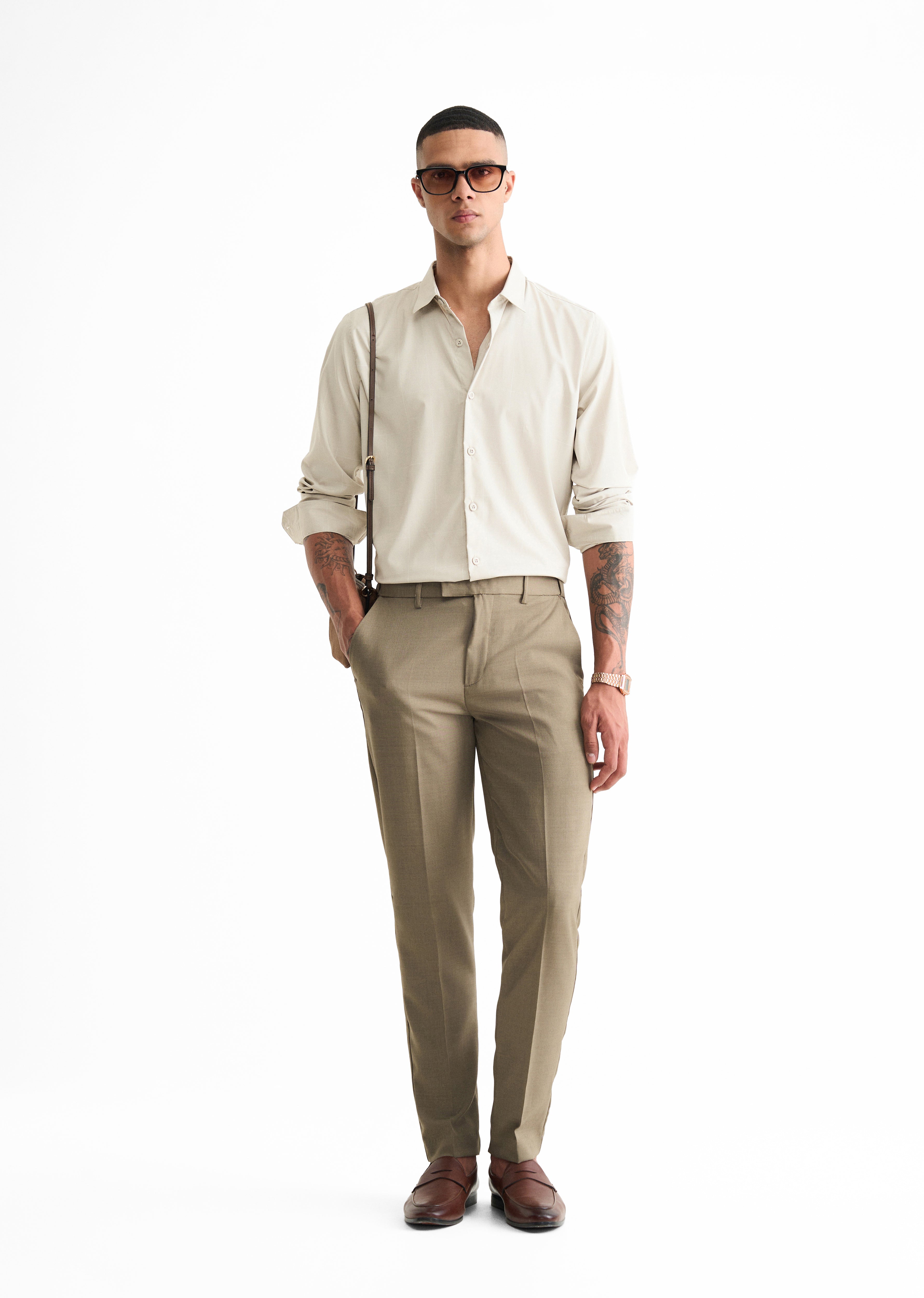 Light Grey Self Check Shirt