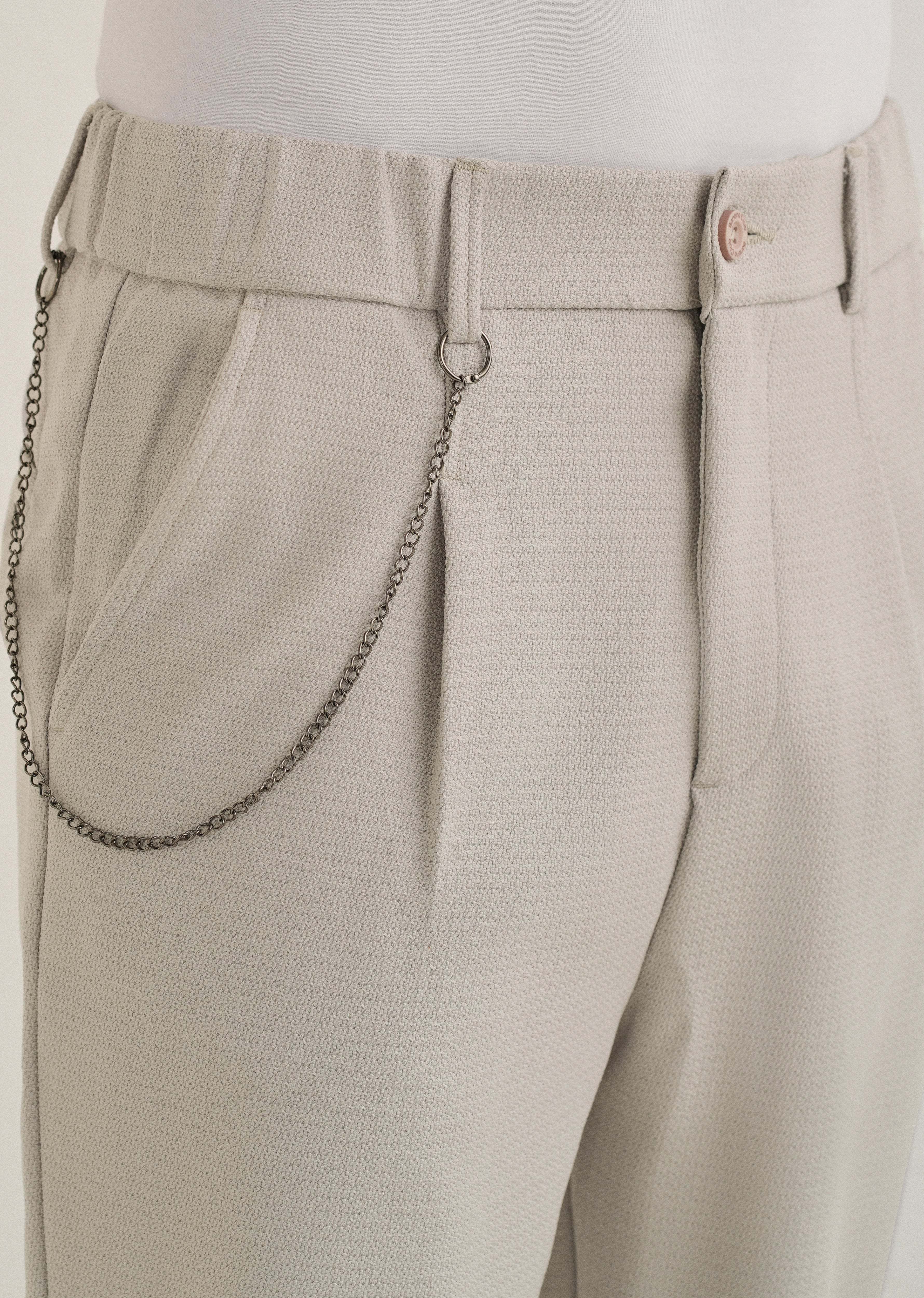 Light Grey Textured Korean Pant