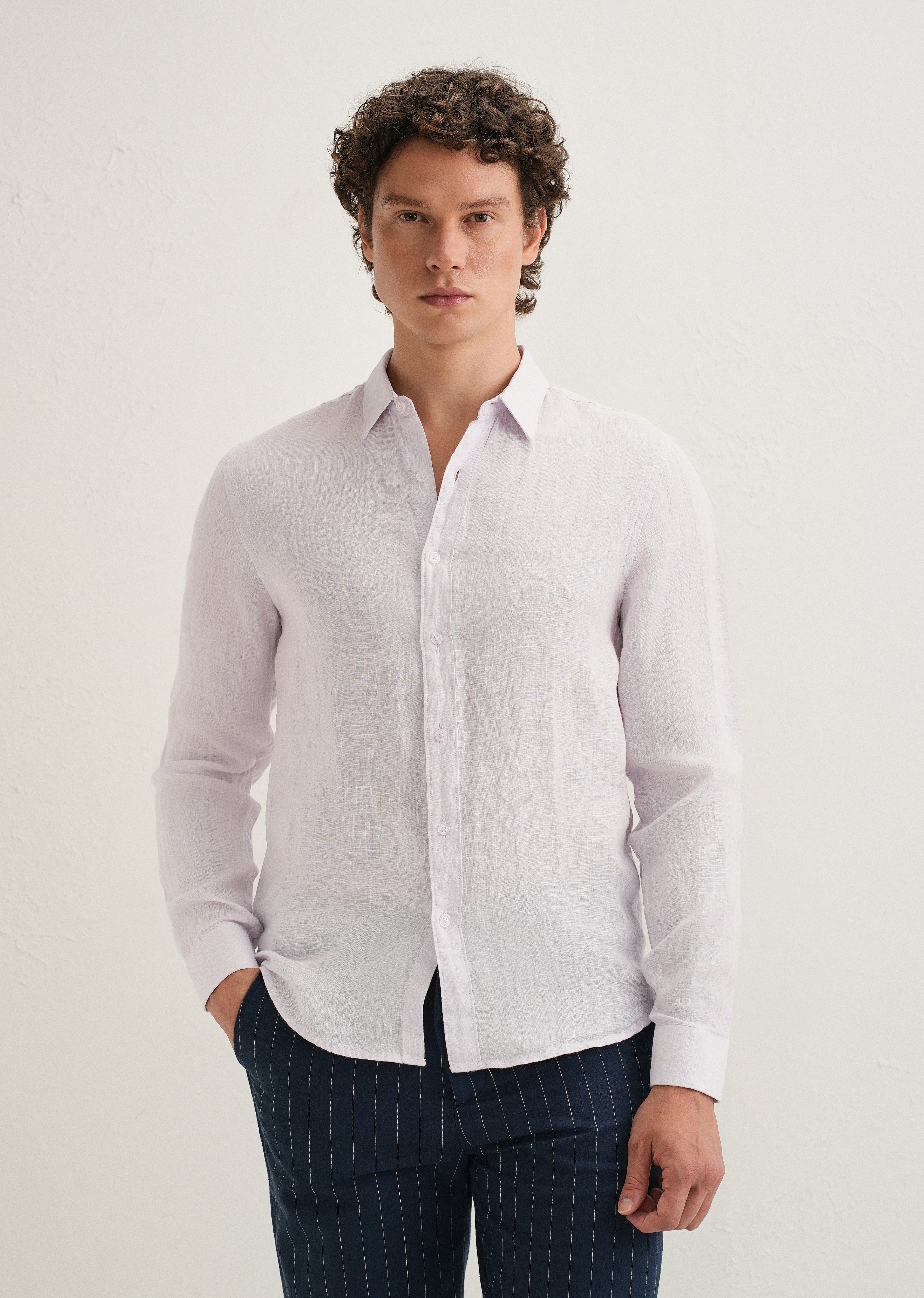 Light Lavender Pure Linen Shirt