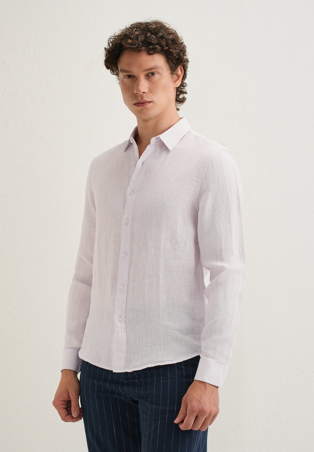 Light Lavender Pure Linen Shirt