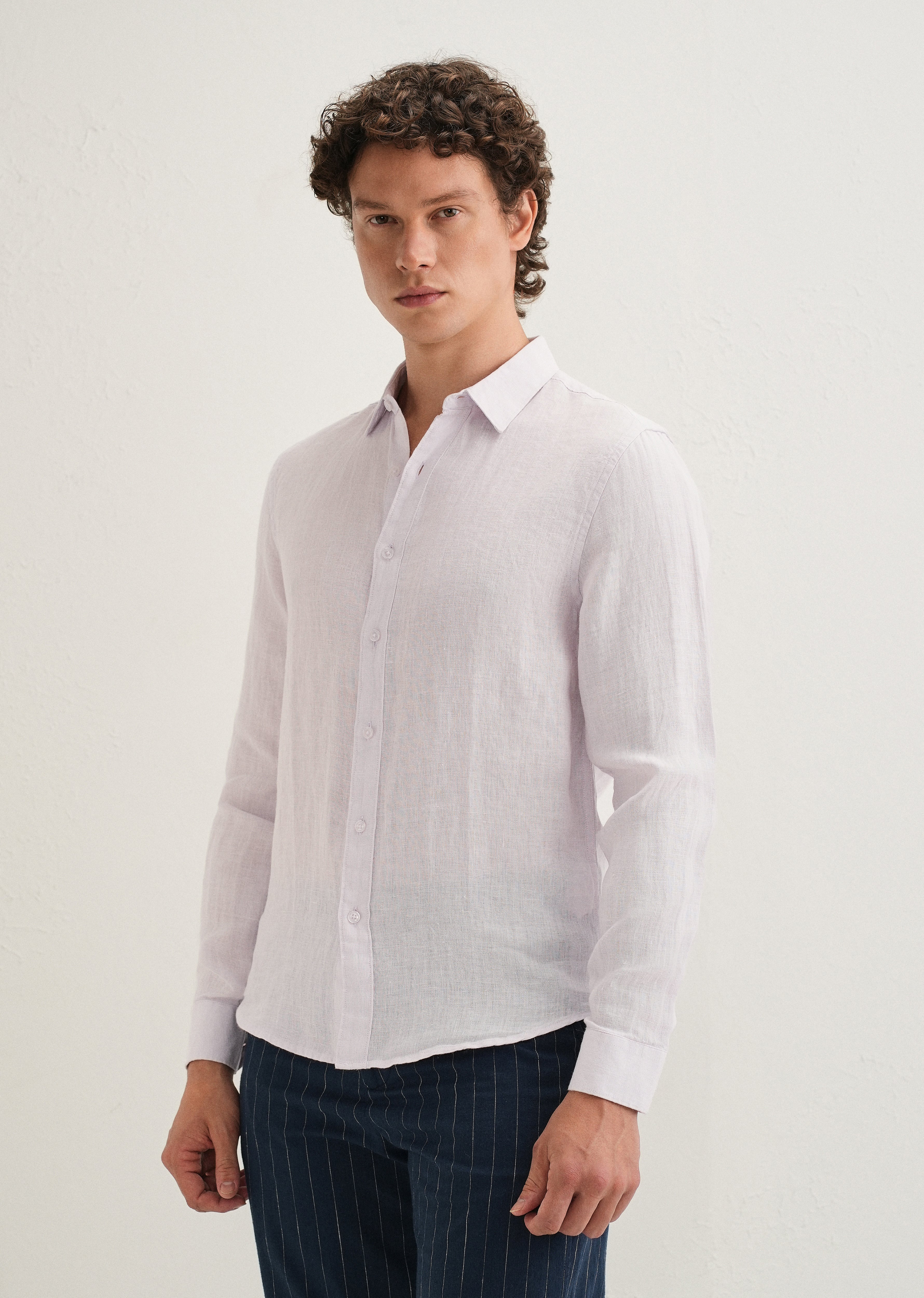Light Lavender Pure Linen Shirt