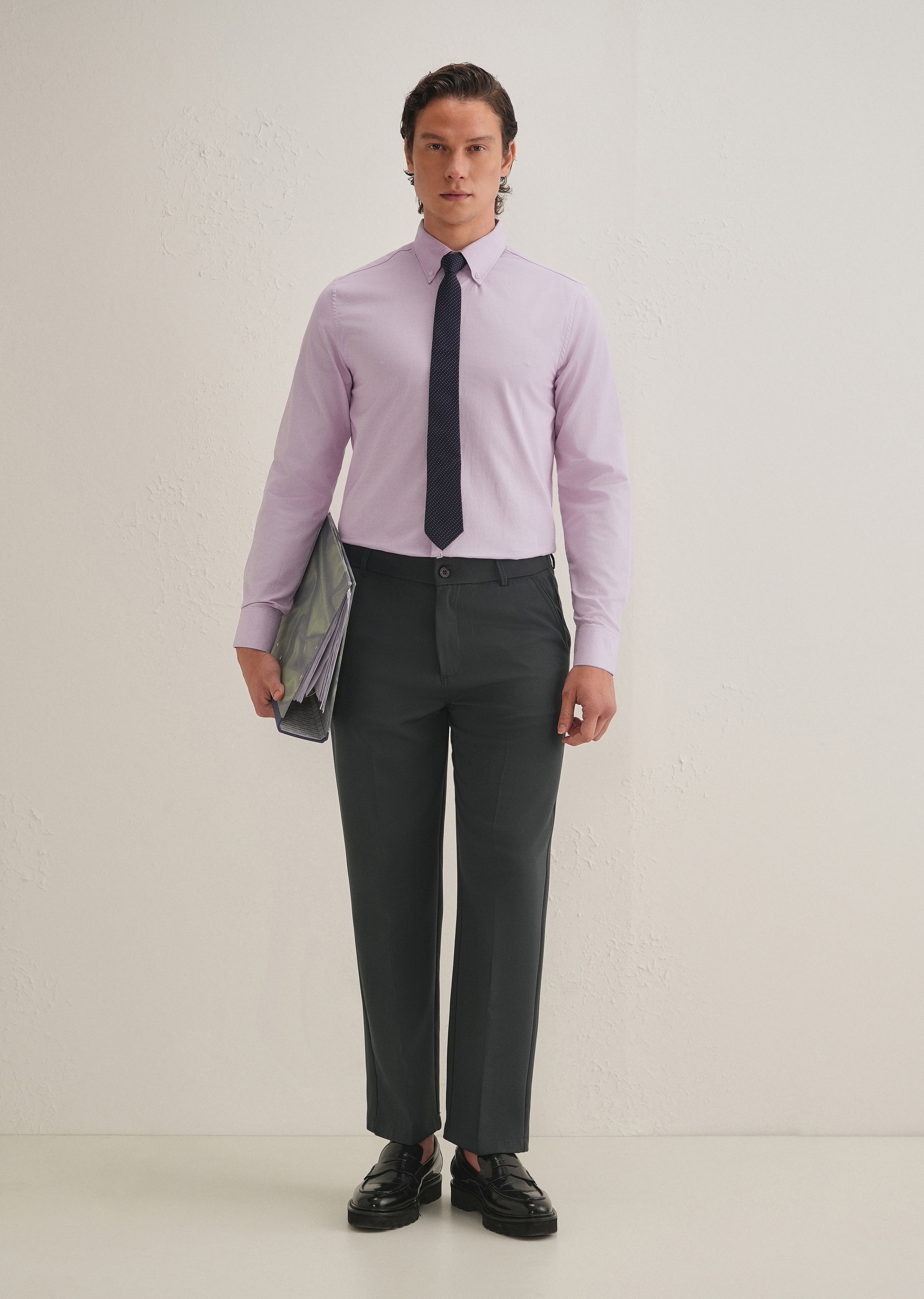 Light Lilac Houndstooth Dobby Check Shirt