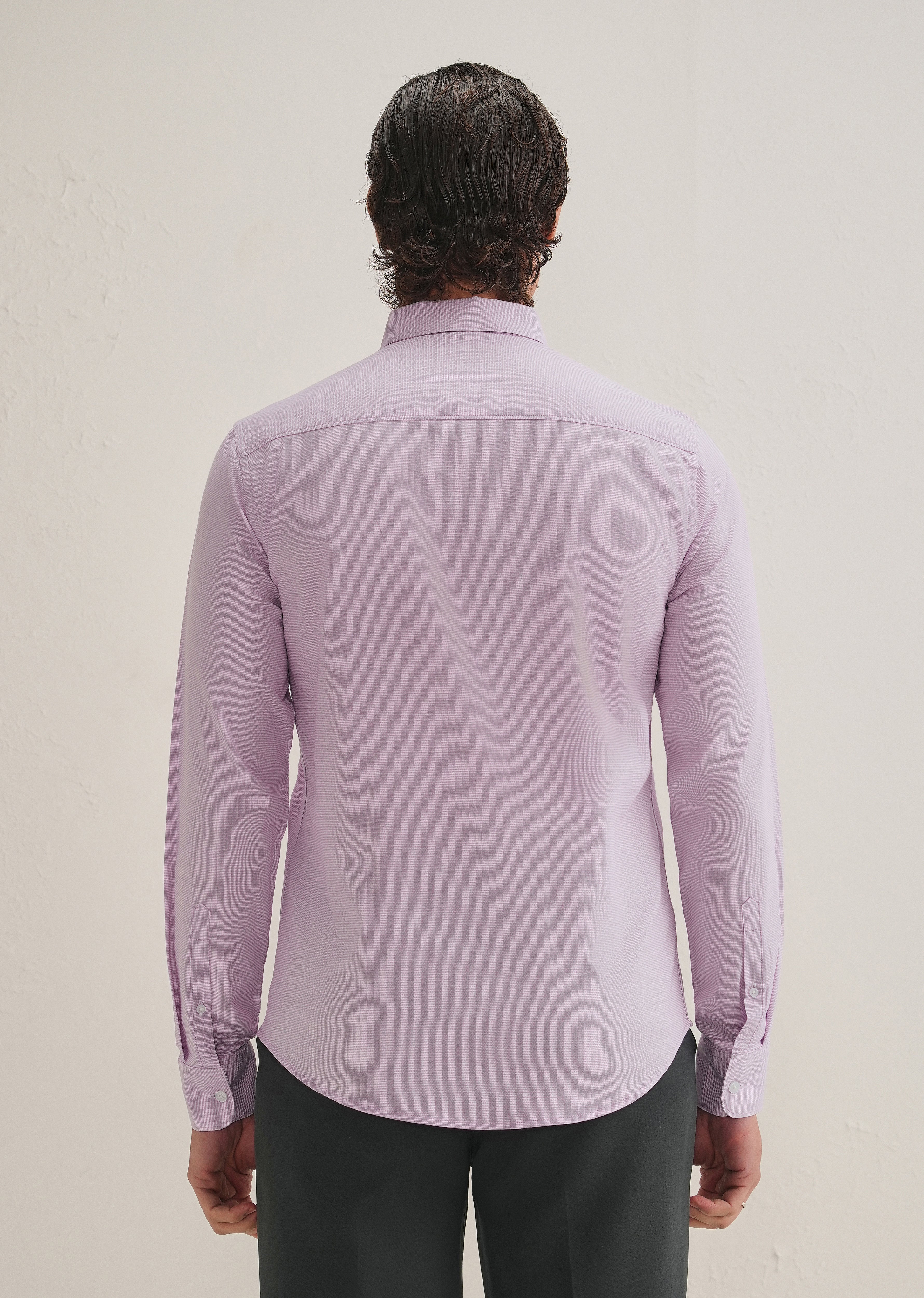 Light Lilac Houndstooth Dobby Check Shirt