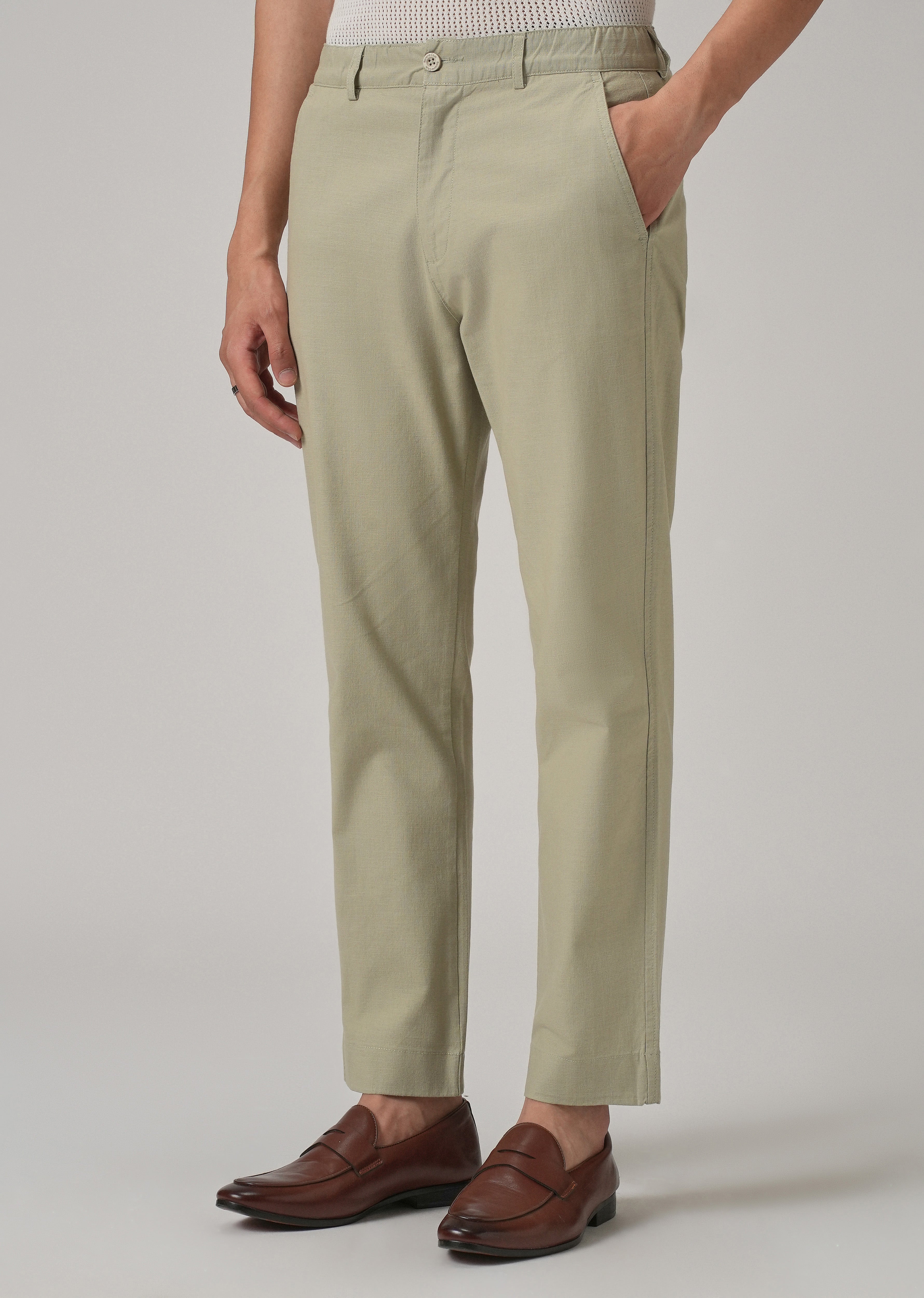 Light Olive Green Cotton Trouser