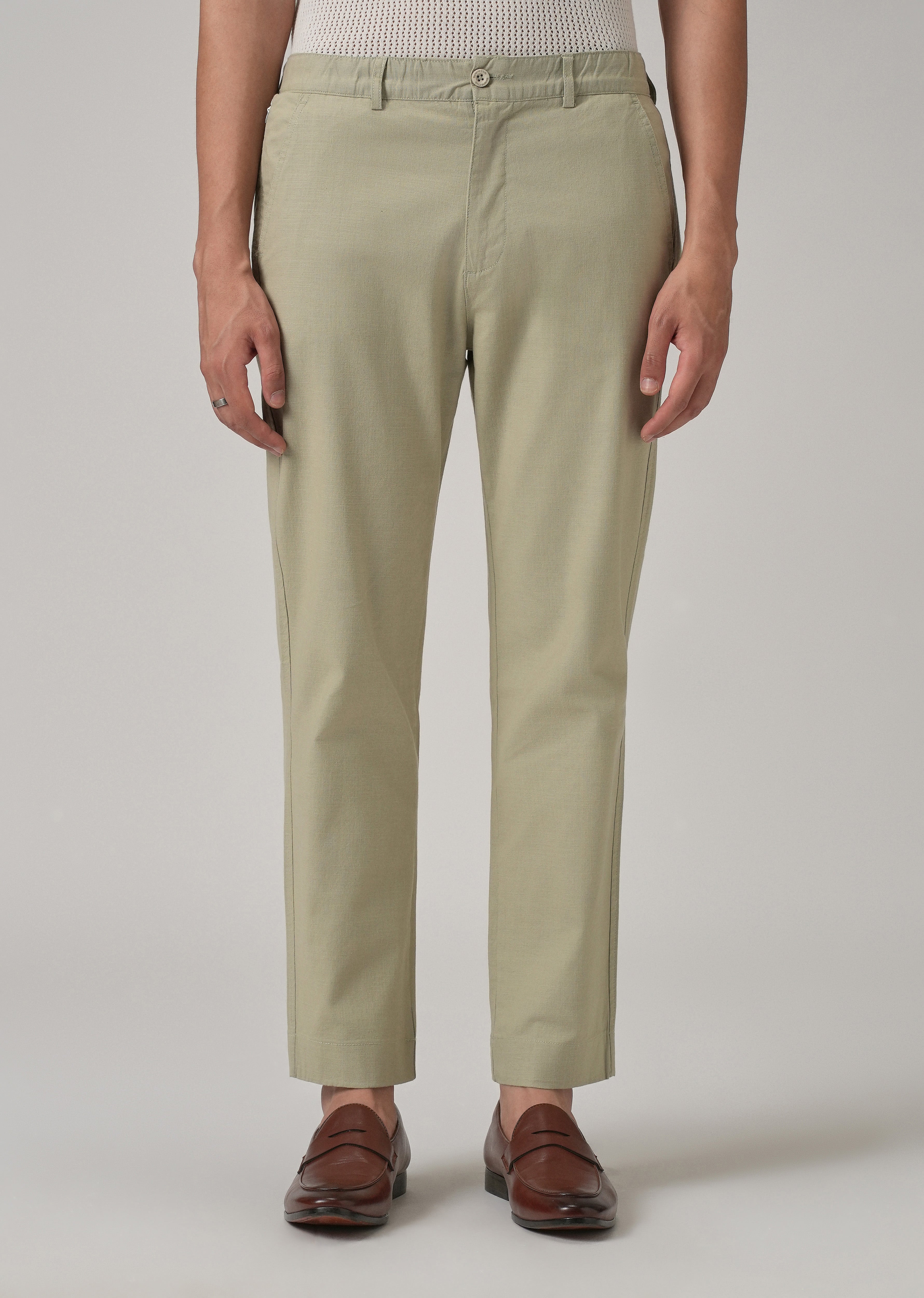 Light Olive Green Cotton Trouser