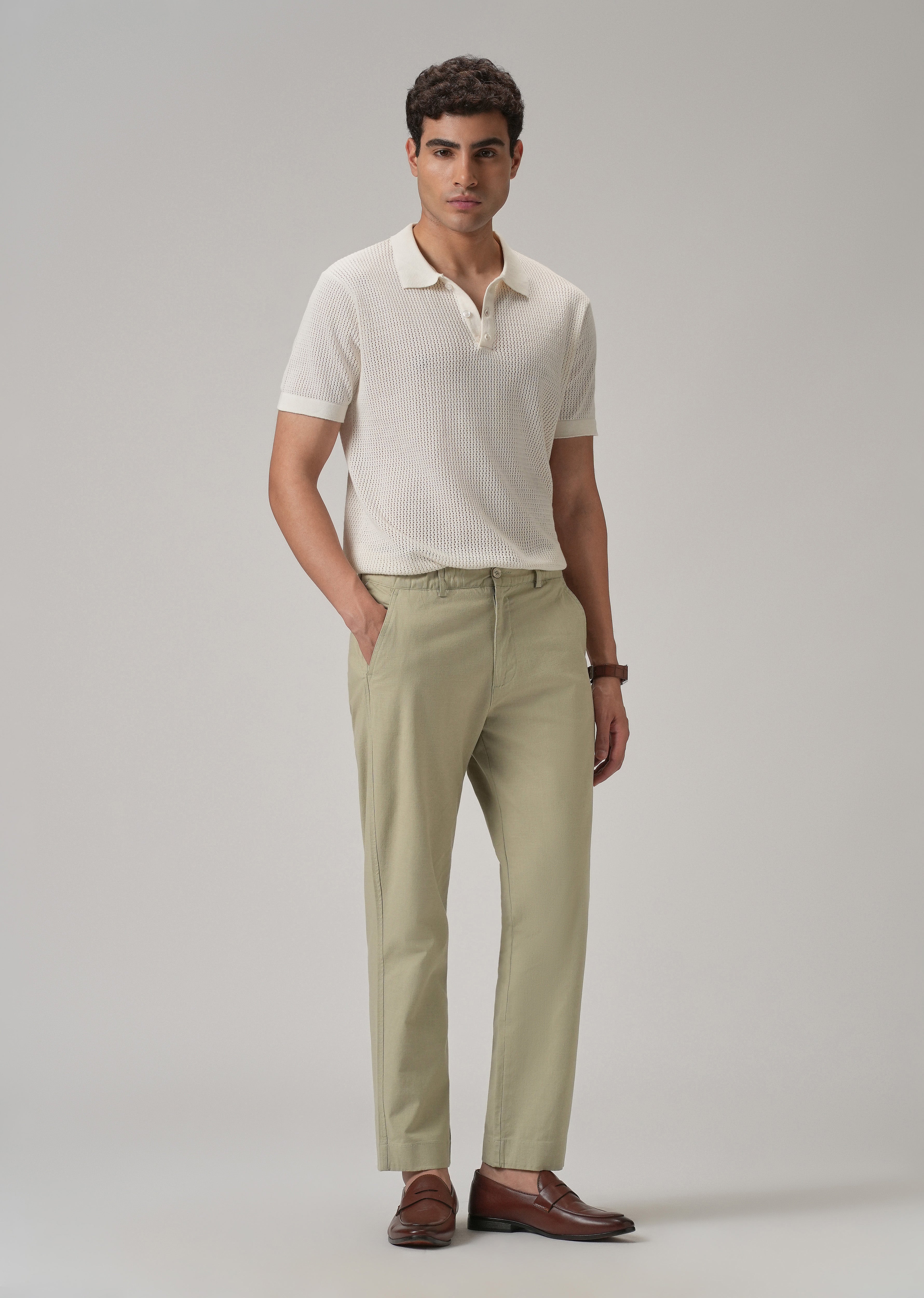 Light Olive Green Cotton Trouser