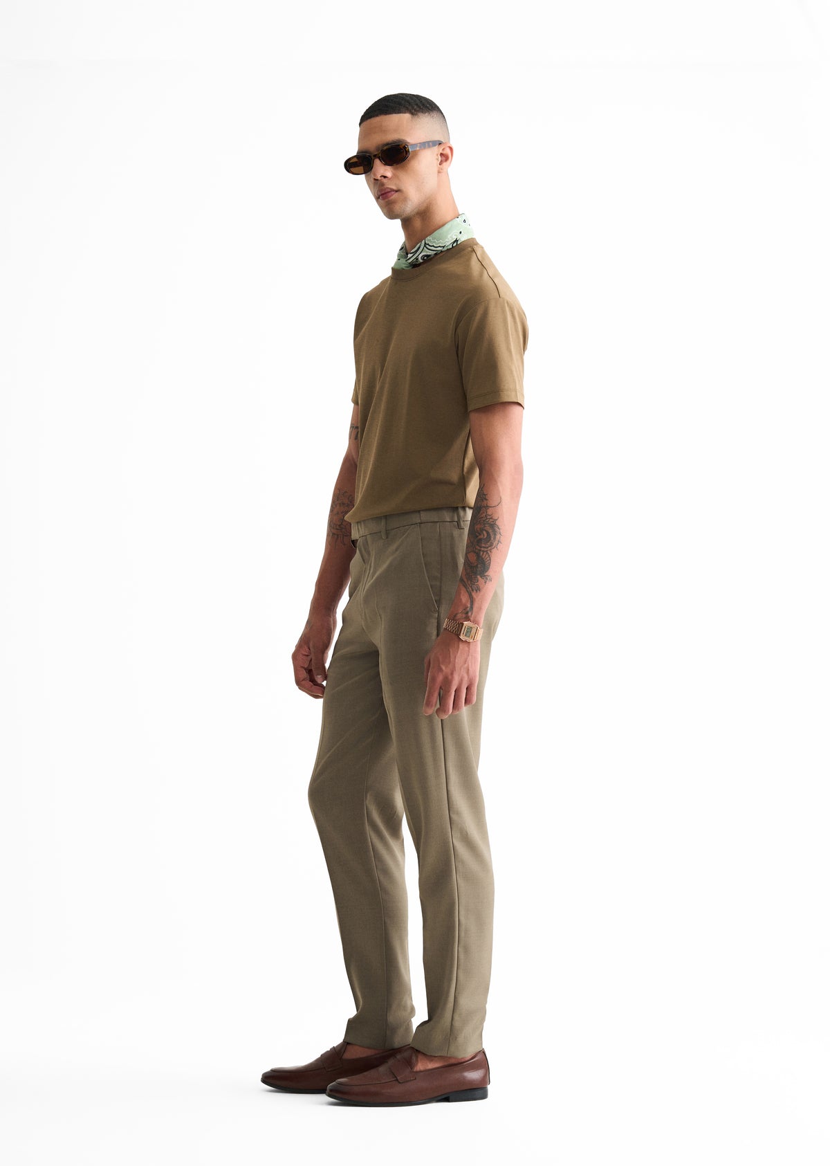 Light Olive Slim Fit Flex Waist Trouser