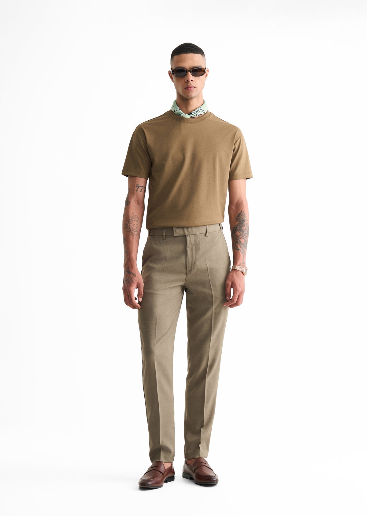 Light Olive Slim Fit Flex Waist Trouser