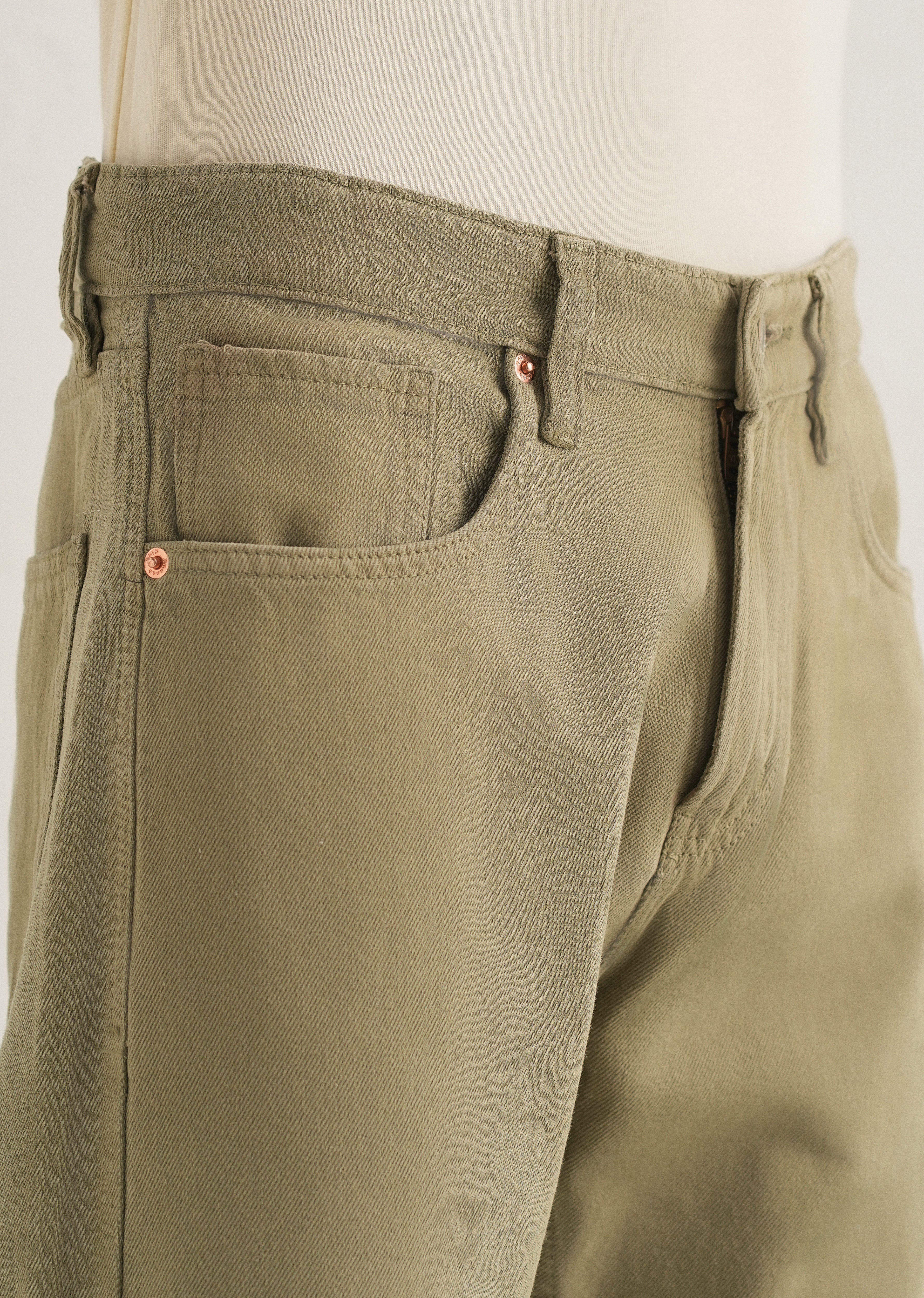 Light Olive Straight Fit Denim
