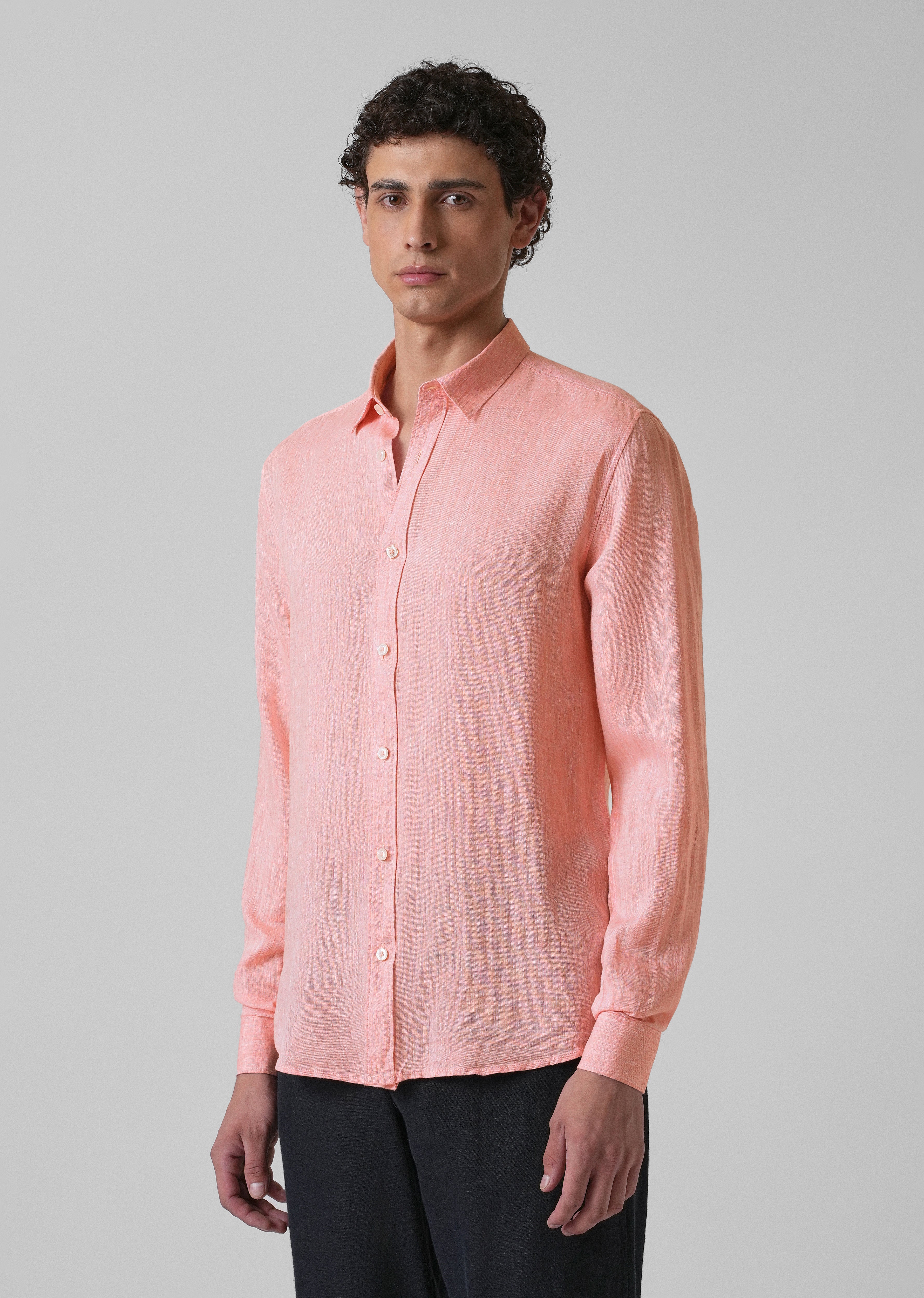 100% Pure Irish Light Peach Linen Shirt