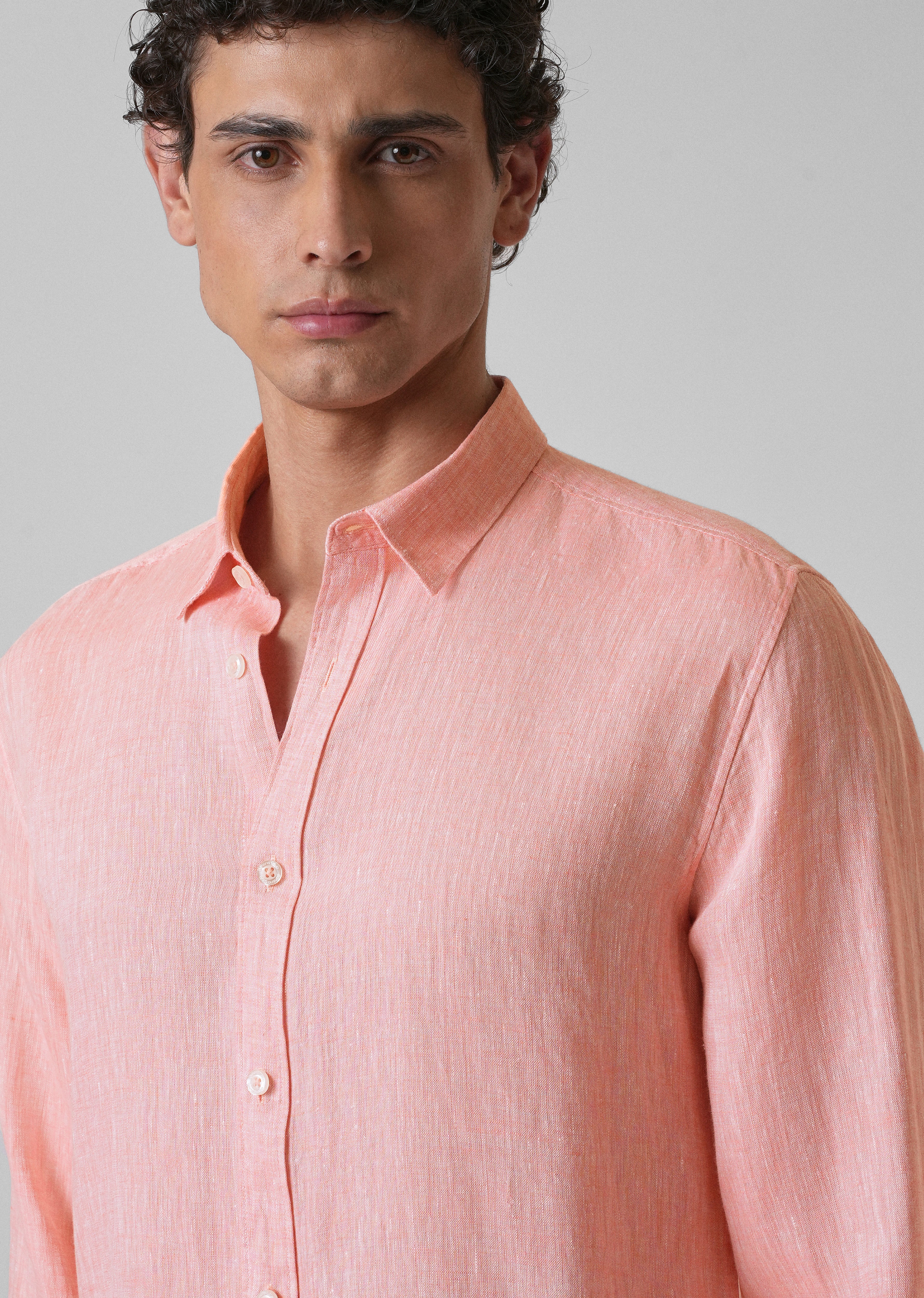 100% Pure Irish Light Peach Linen Shirt