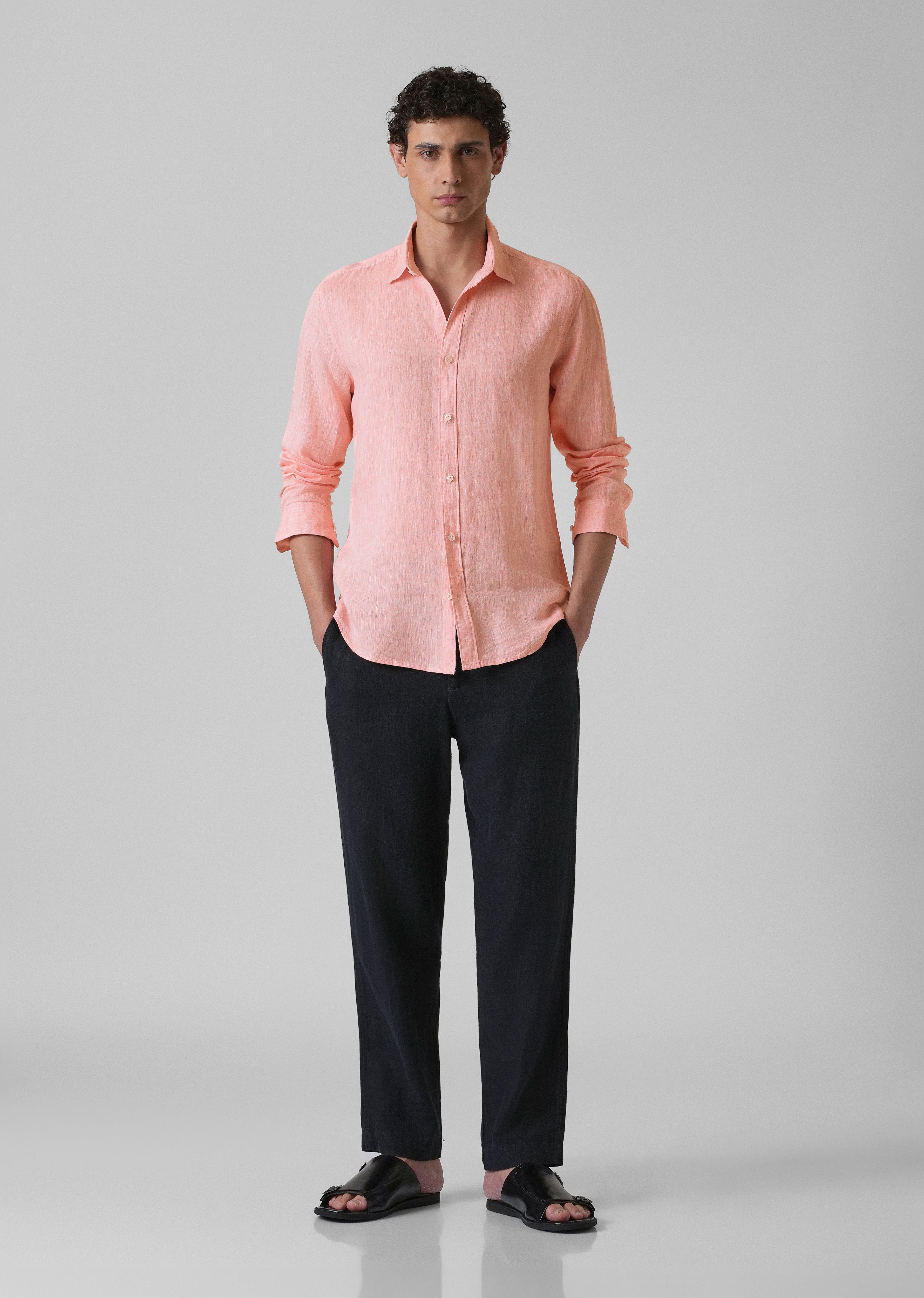 100% Pure Irish Light Peach Linen Shirt