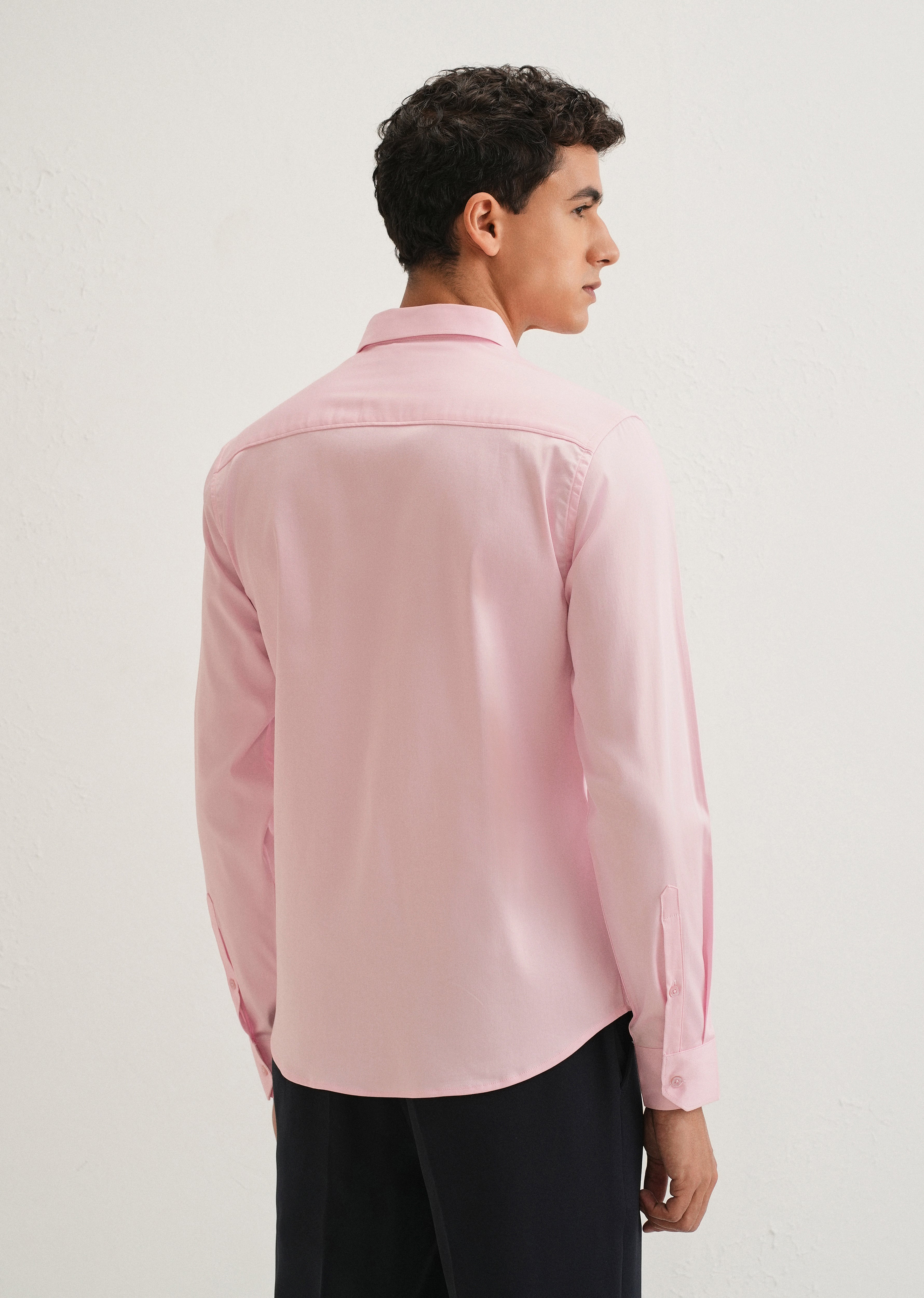 Light Pink Front Panel Open Pleat Shirt