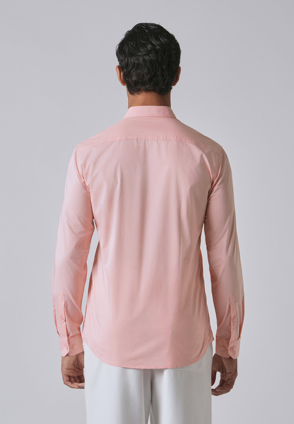 Light Pink Plain Blended Cotton Shirt