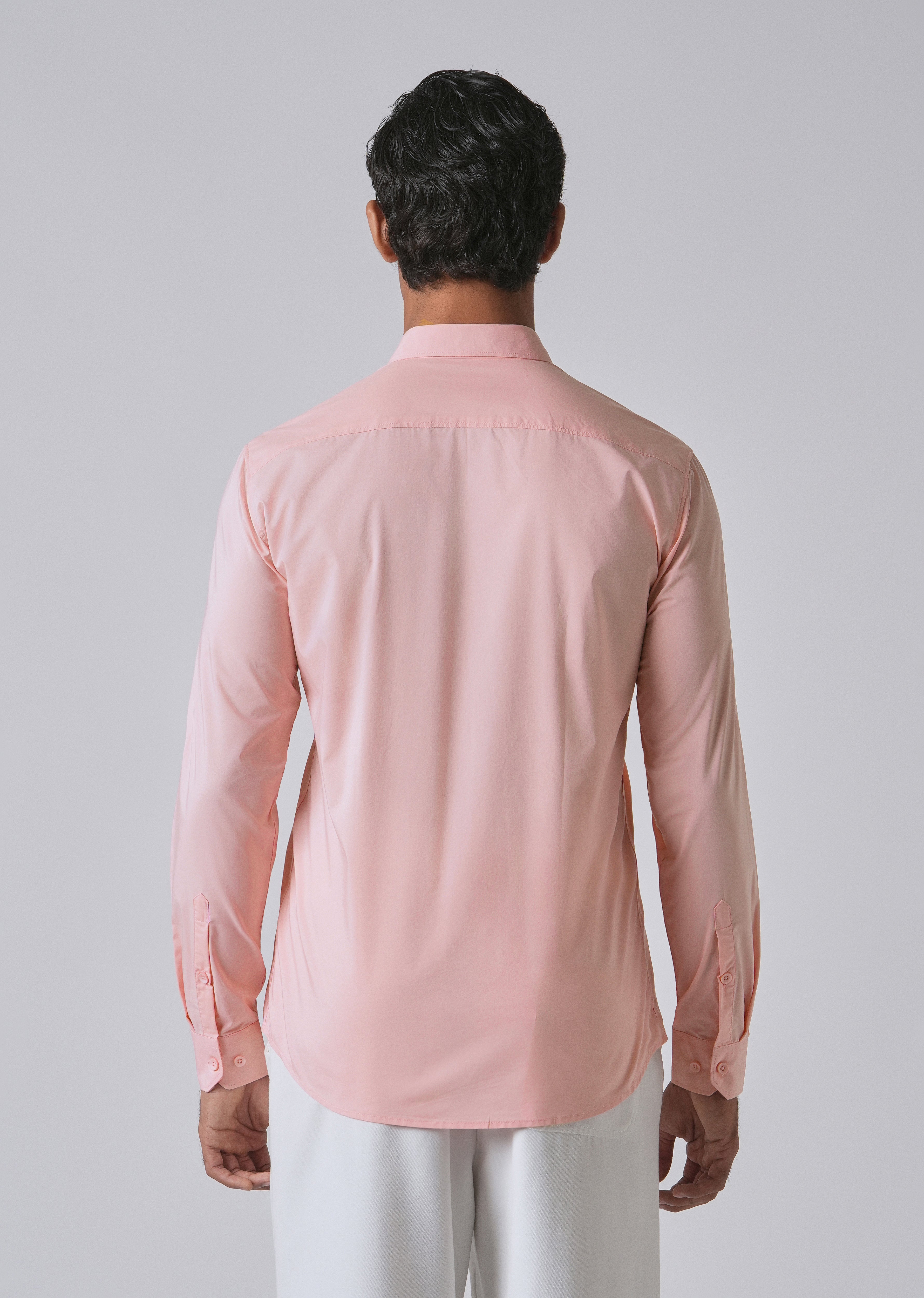 Light Pink Plain Blended Cotton Shirt