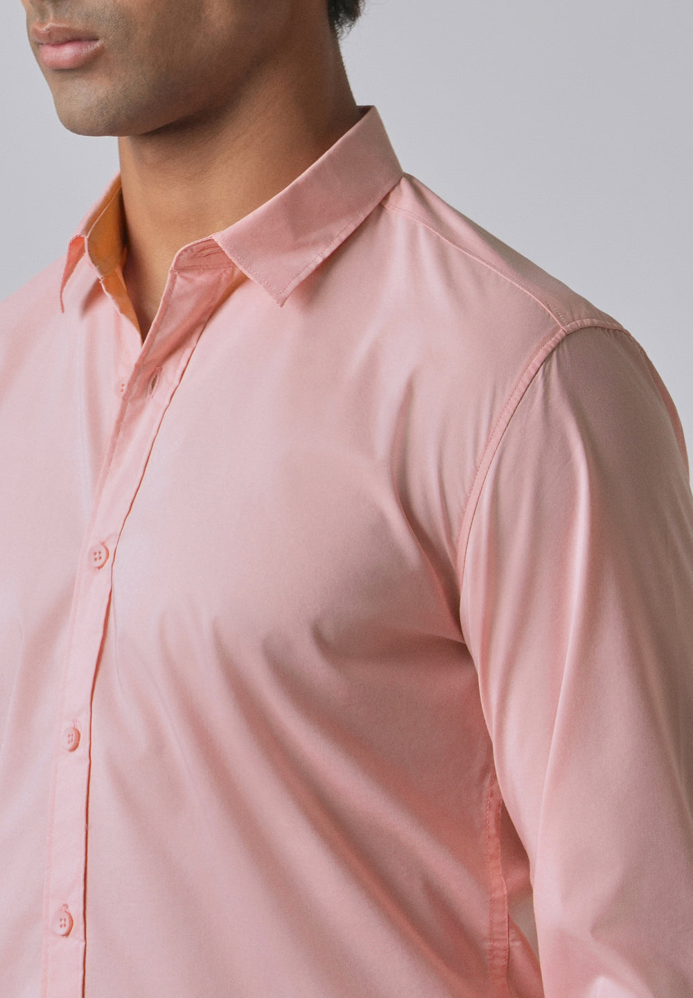 Light Pink Plain Blended Cotton Shirt