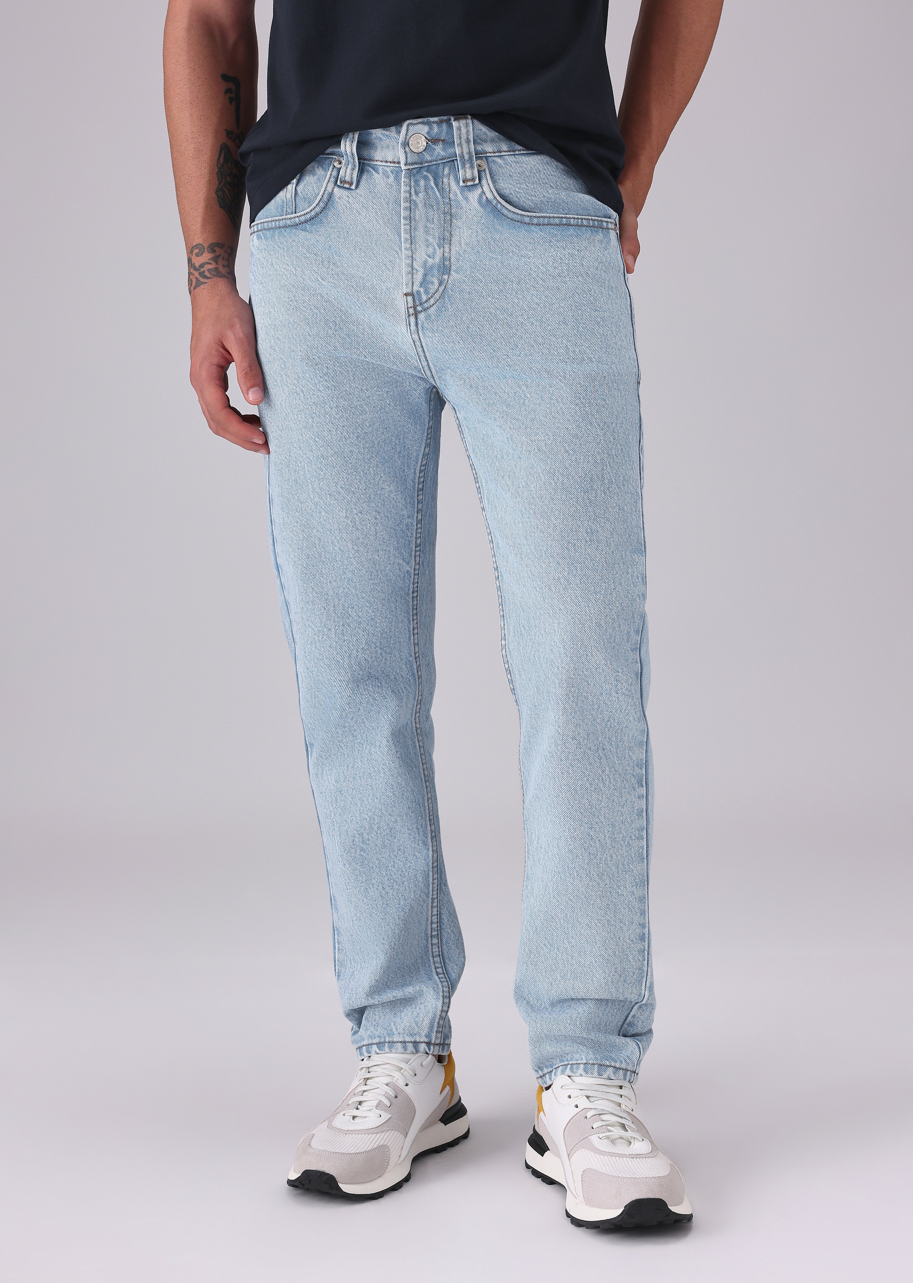 Light Wash Carrot Fit Jeans - Main Image