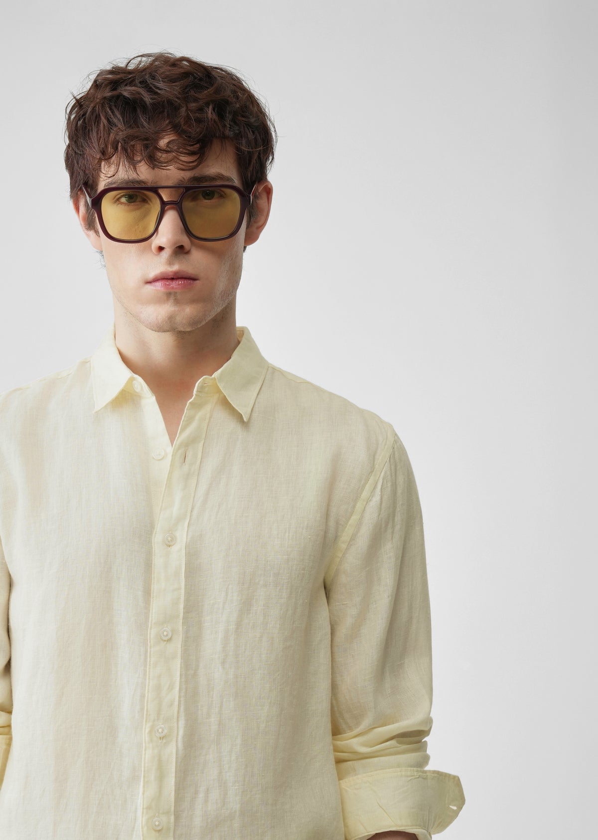 Light Yellow 100% Pure Linen Shirt