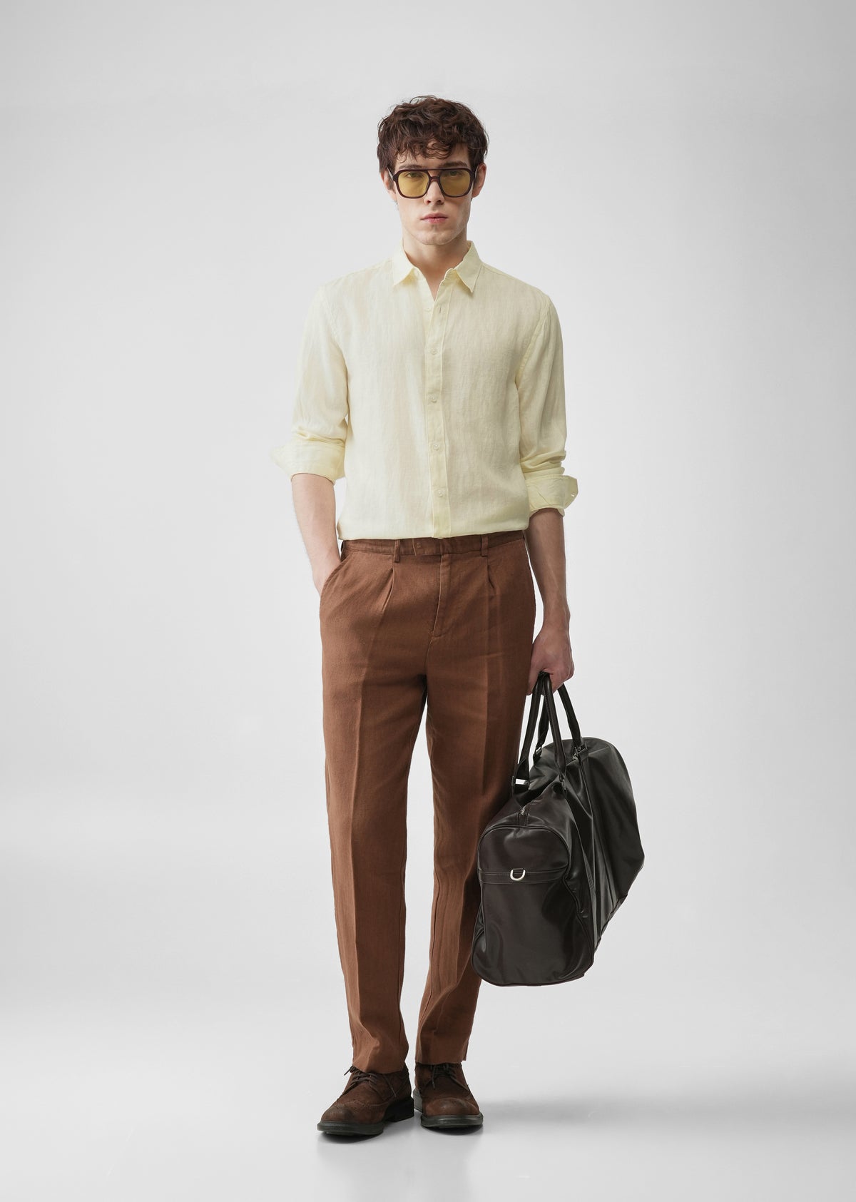 Light Yellow 100% Pure Linen Shirt