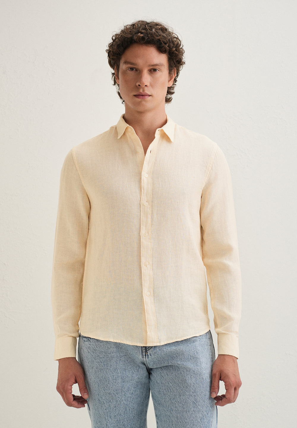 Light Yellow Pure Linen Shirt
