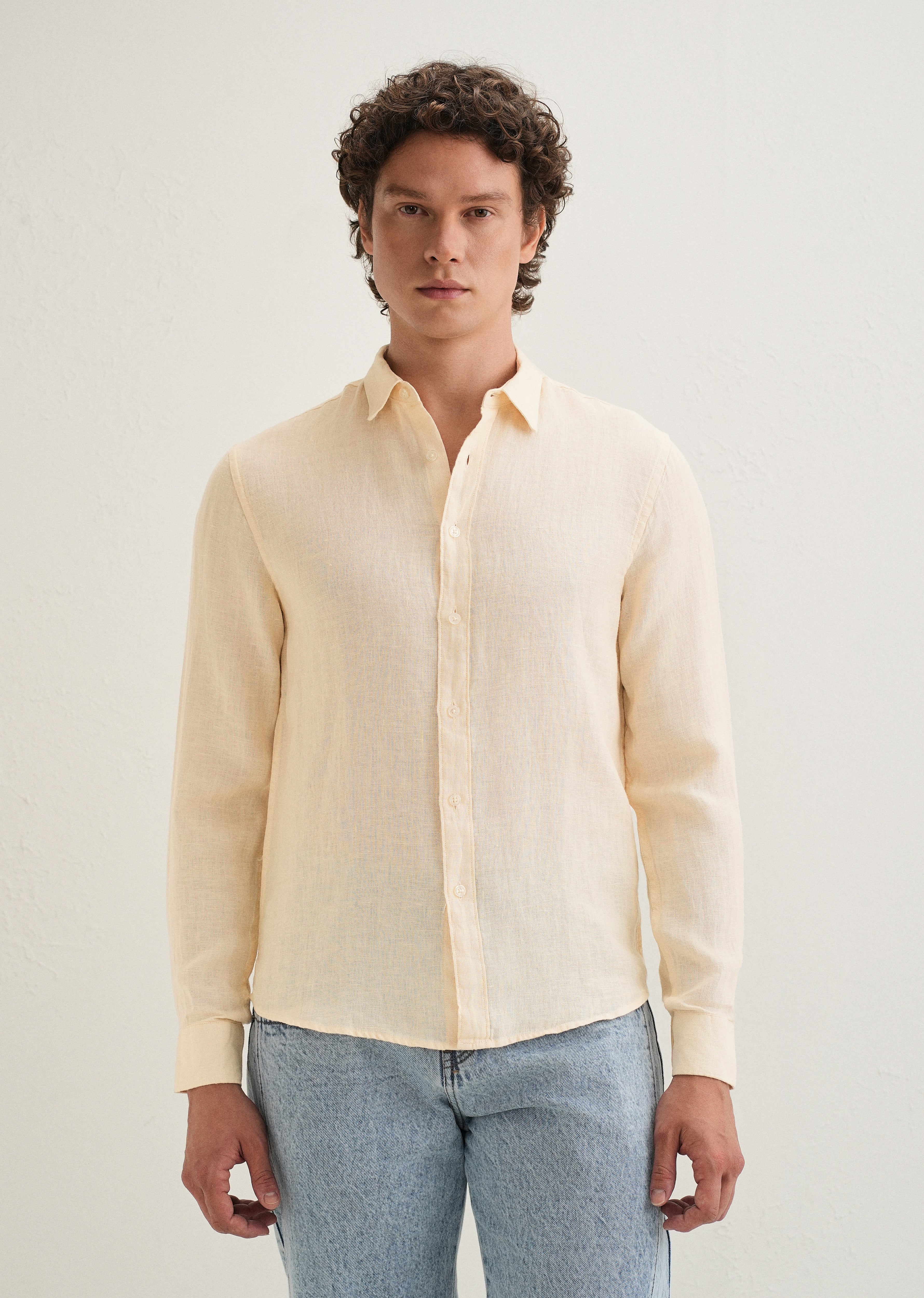 Light Yellow Pure Linen Shirt