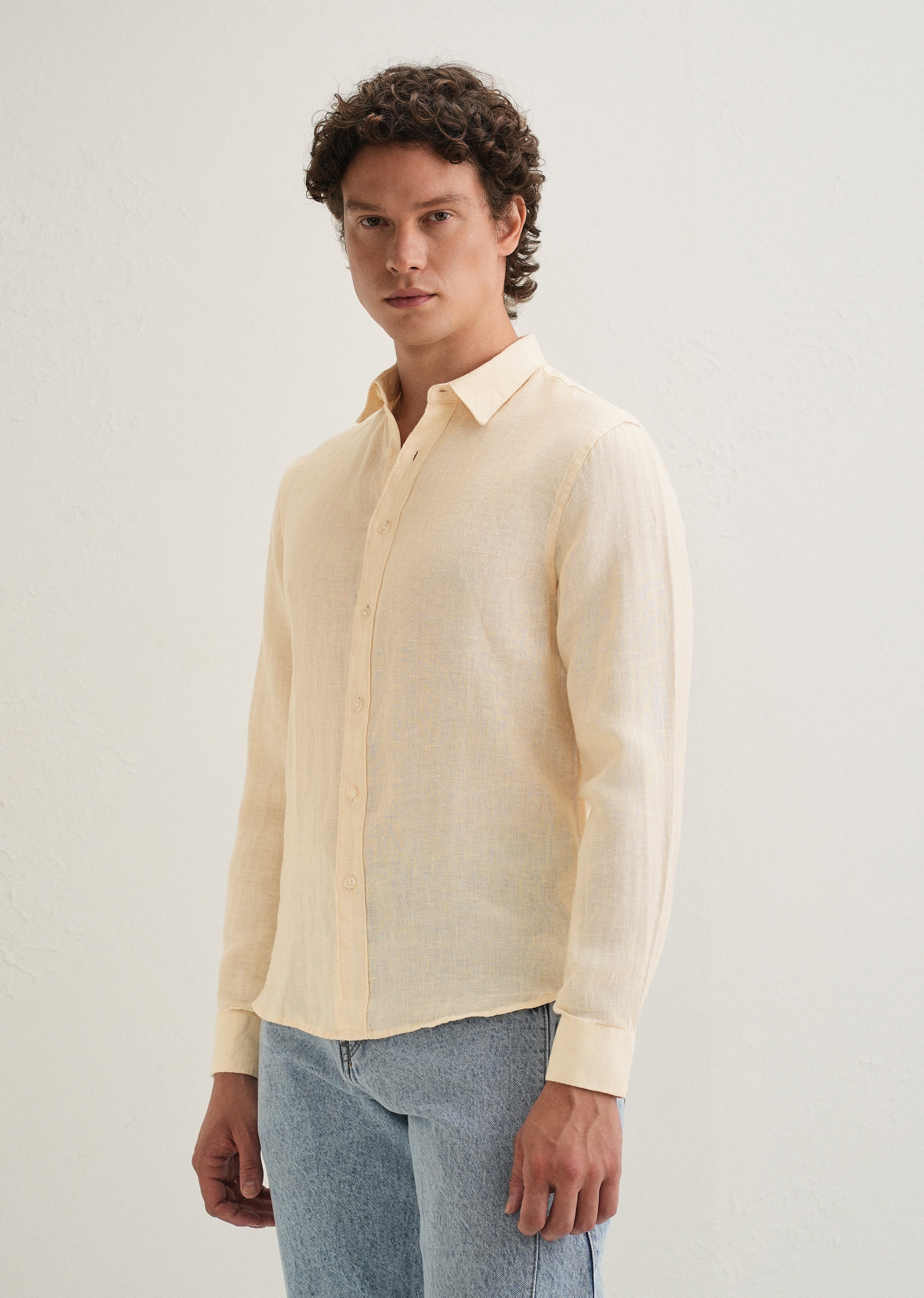 Light Yellow Pure Linen Shirt