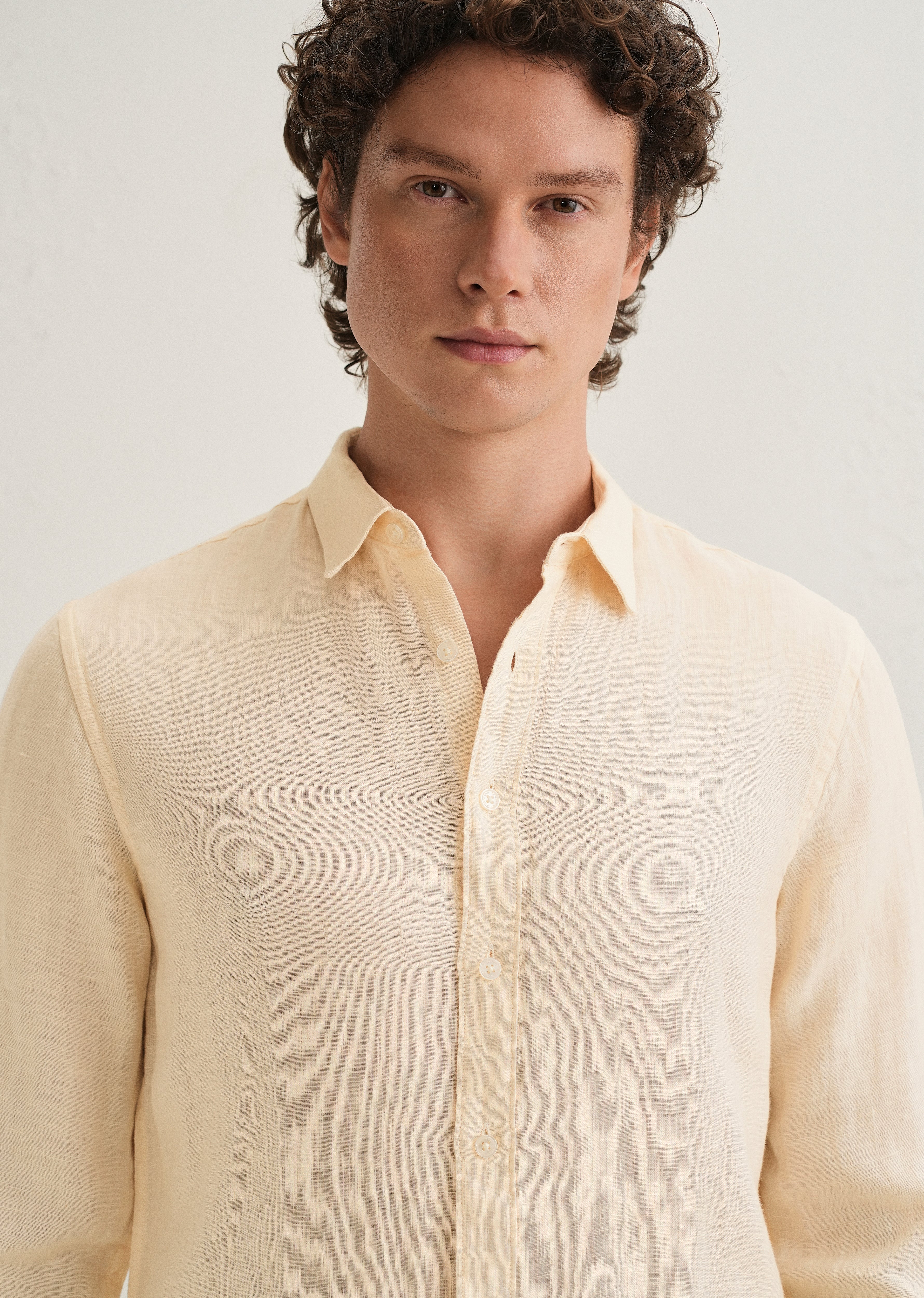 Light Yellow Pure Linen Shirt