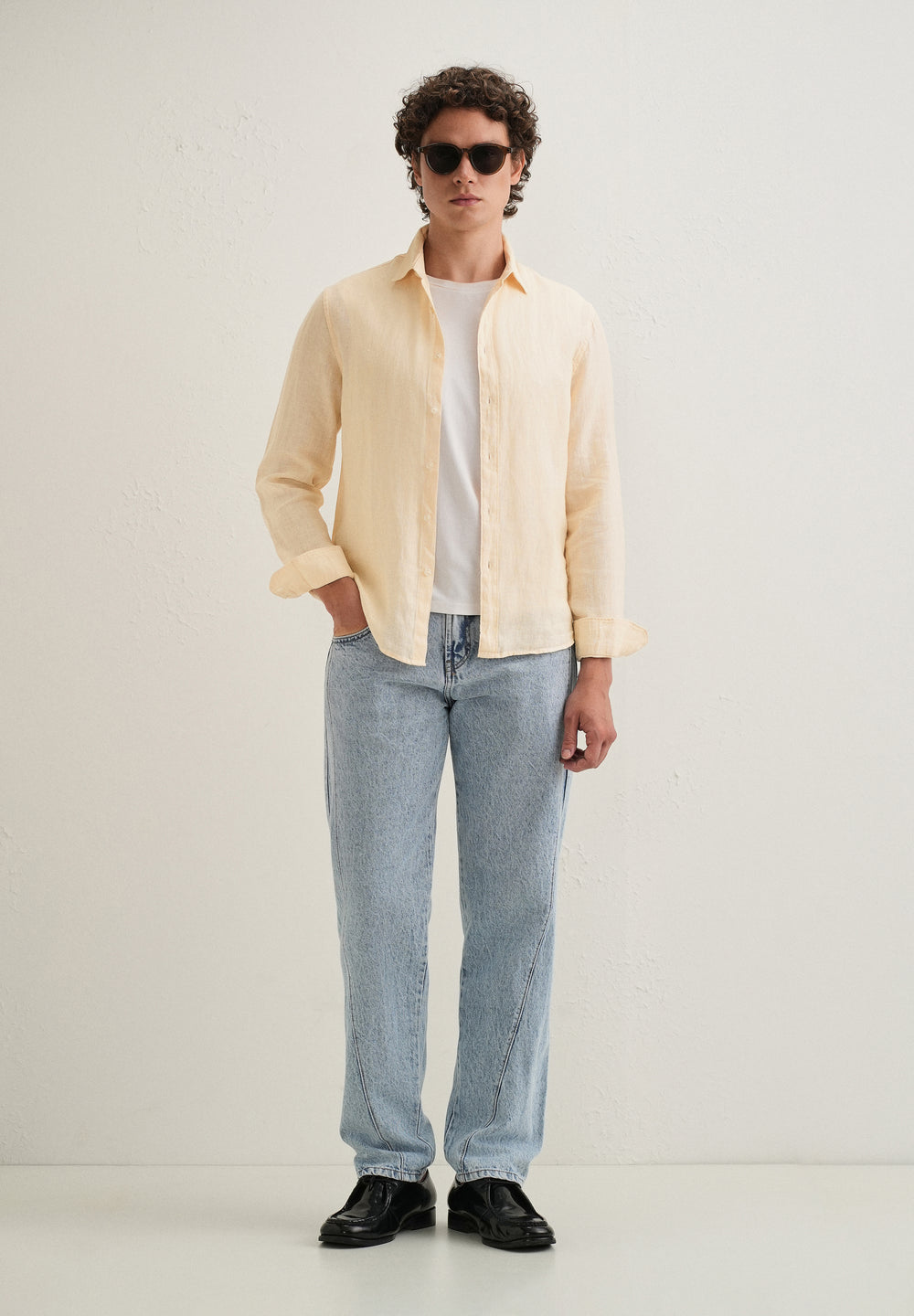 Light Yellow Pure Linen Shirt