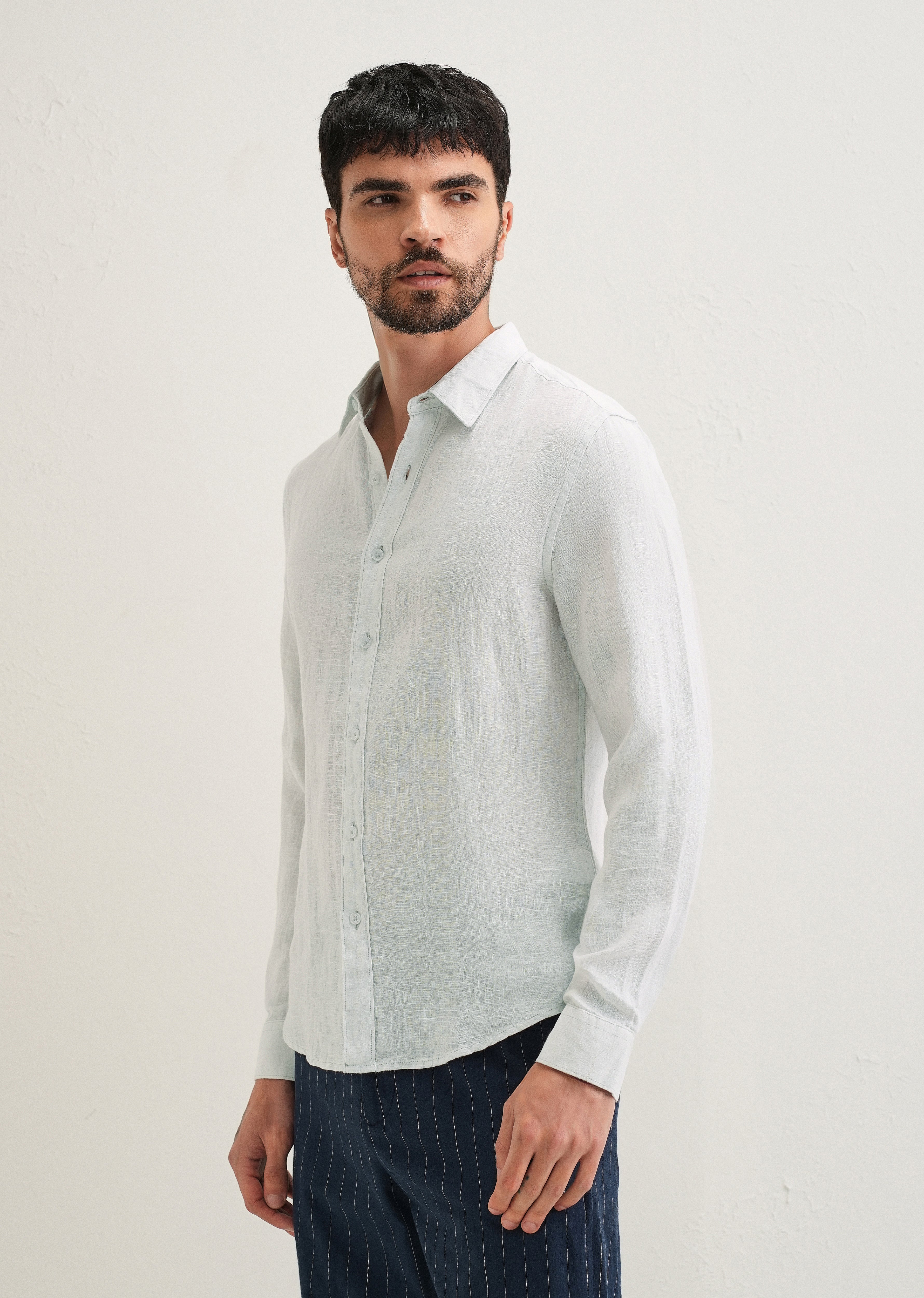 Light Aqua Pure Linen Shirt