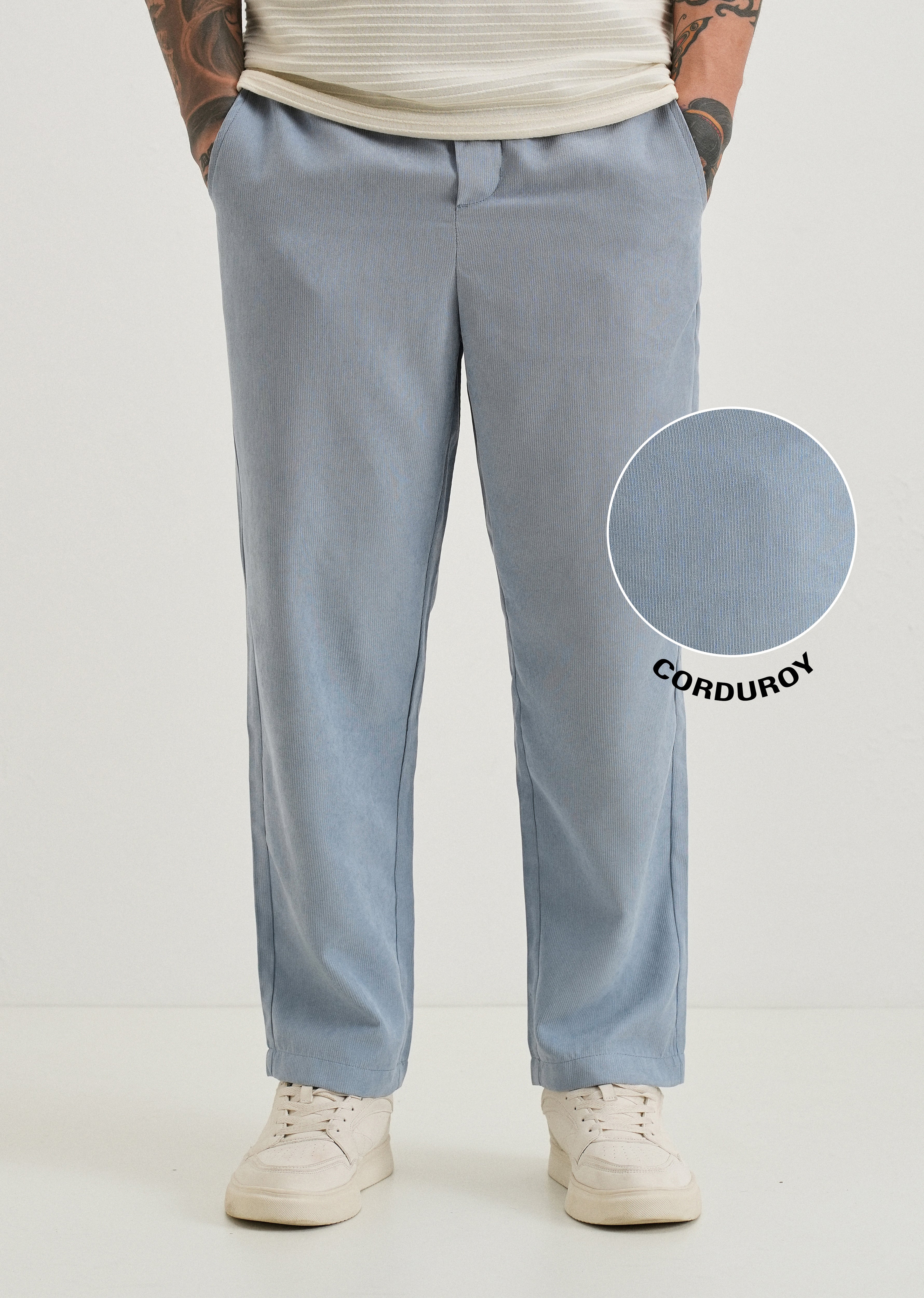 Light Blue Pin Stripe Corduroy Pant