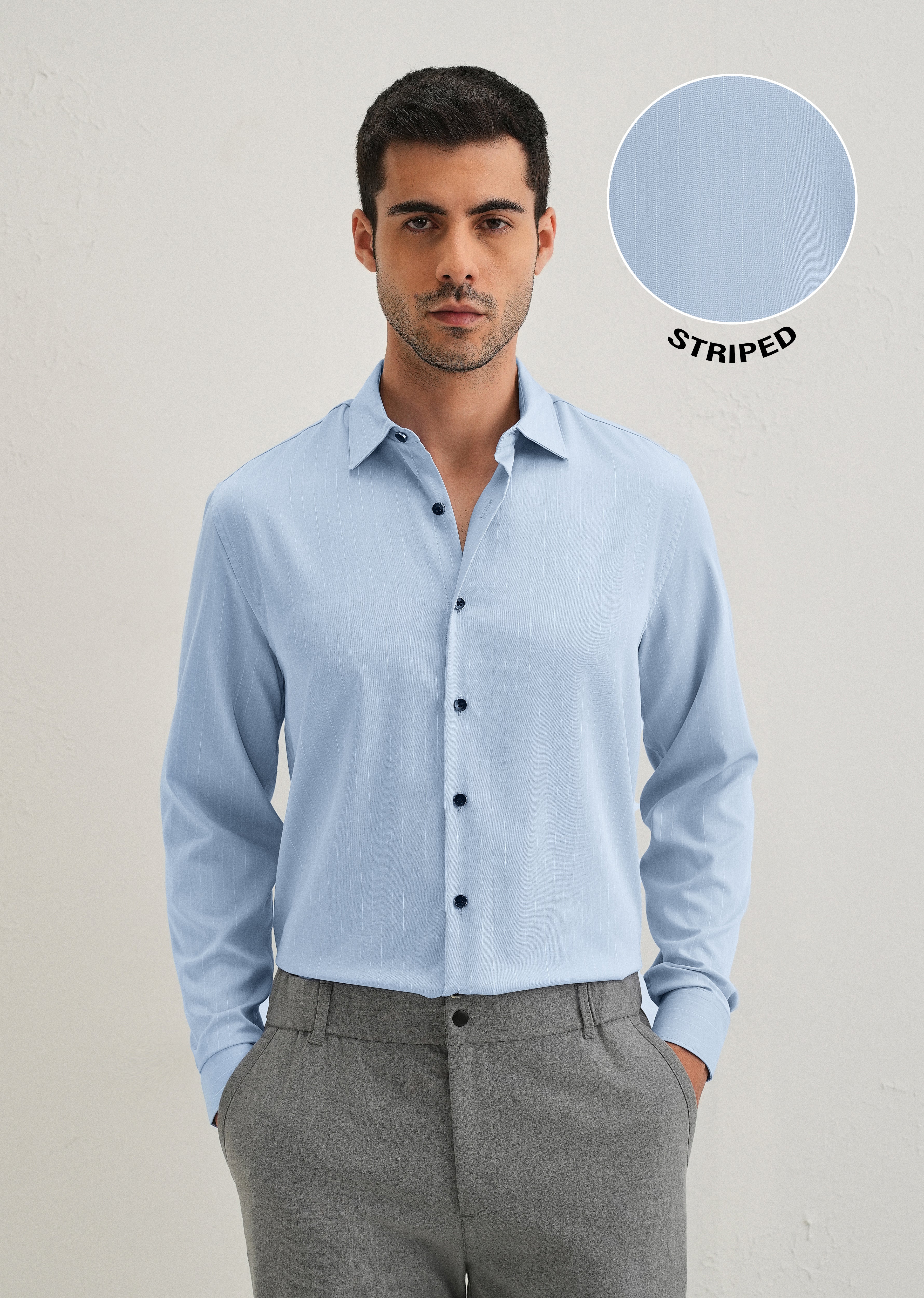 Light Blue Pin Striped Wrinkle Free Shirt